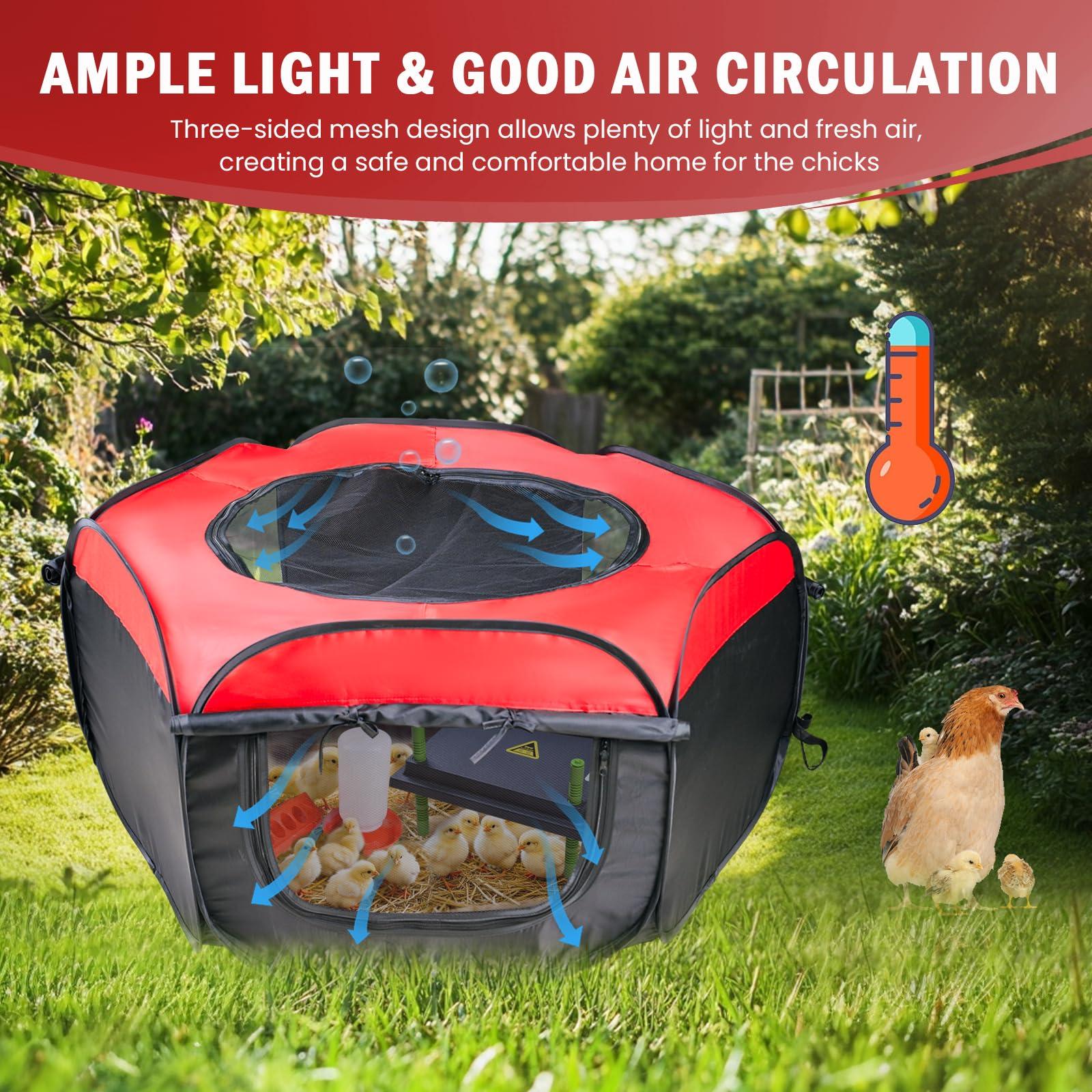 Tetuga Chicken Brooder Box for Chick Starter Kit - 10 * 12inch Brooder Heating Plate Chick Brooder Pen/Baby Chicken Brooder Box 4-in-1 Bundles with Chicken Feeder, Waterer (Brooder Set) - Image 2