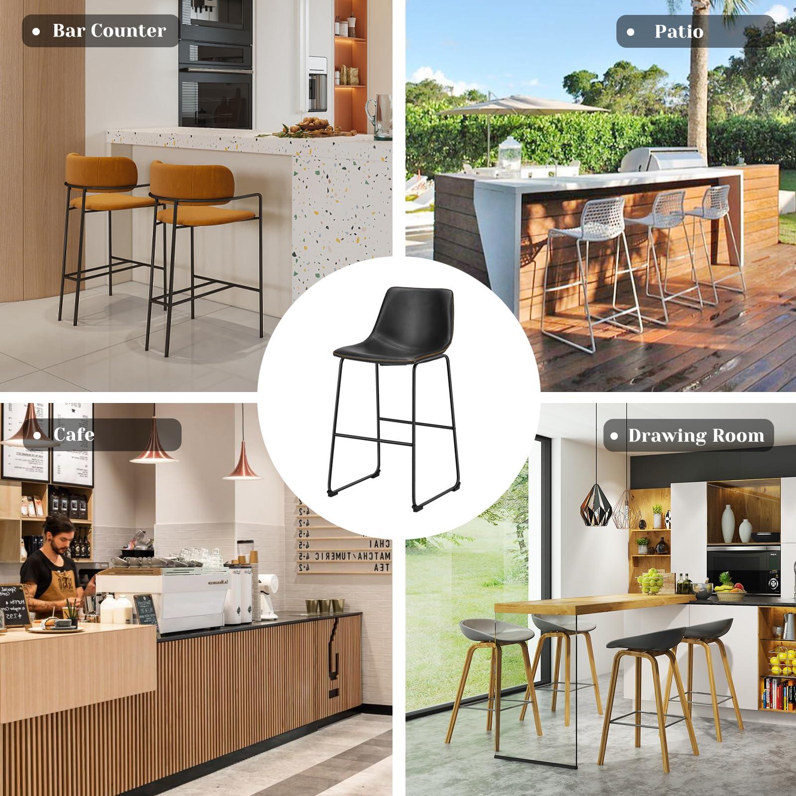 DUMOS 26 Inch Counter Height Bar Stools Set of 4, Modern Faux Leather High Barstools with Back and Metal Leg, Bar Chairs for Kitchen lsland, Elegant Black - Image 6