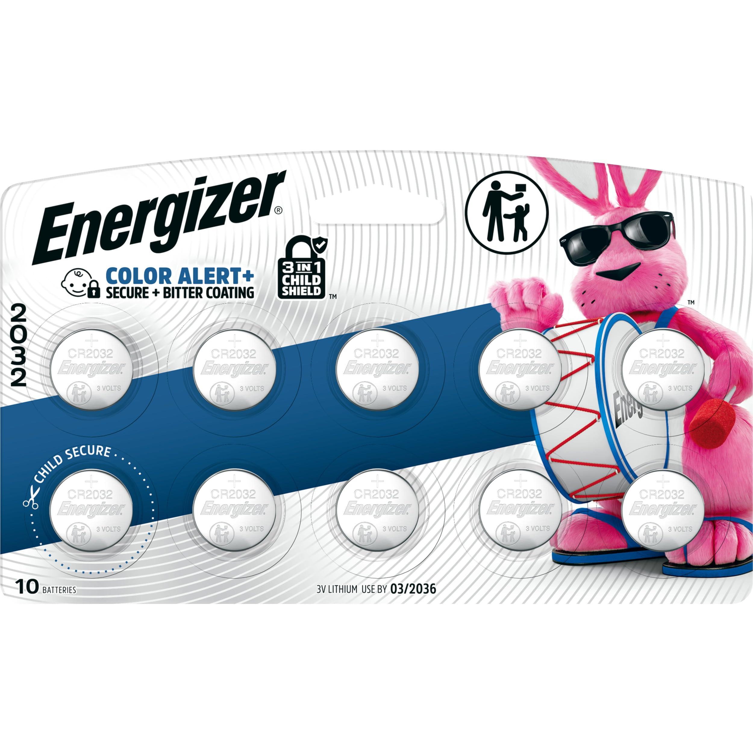 Energizer CR2032 Lithium 3V Coin Batteries for Watches, AirTags, Key Fobs, Small Electronics (10 Pack)