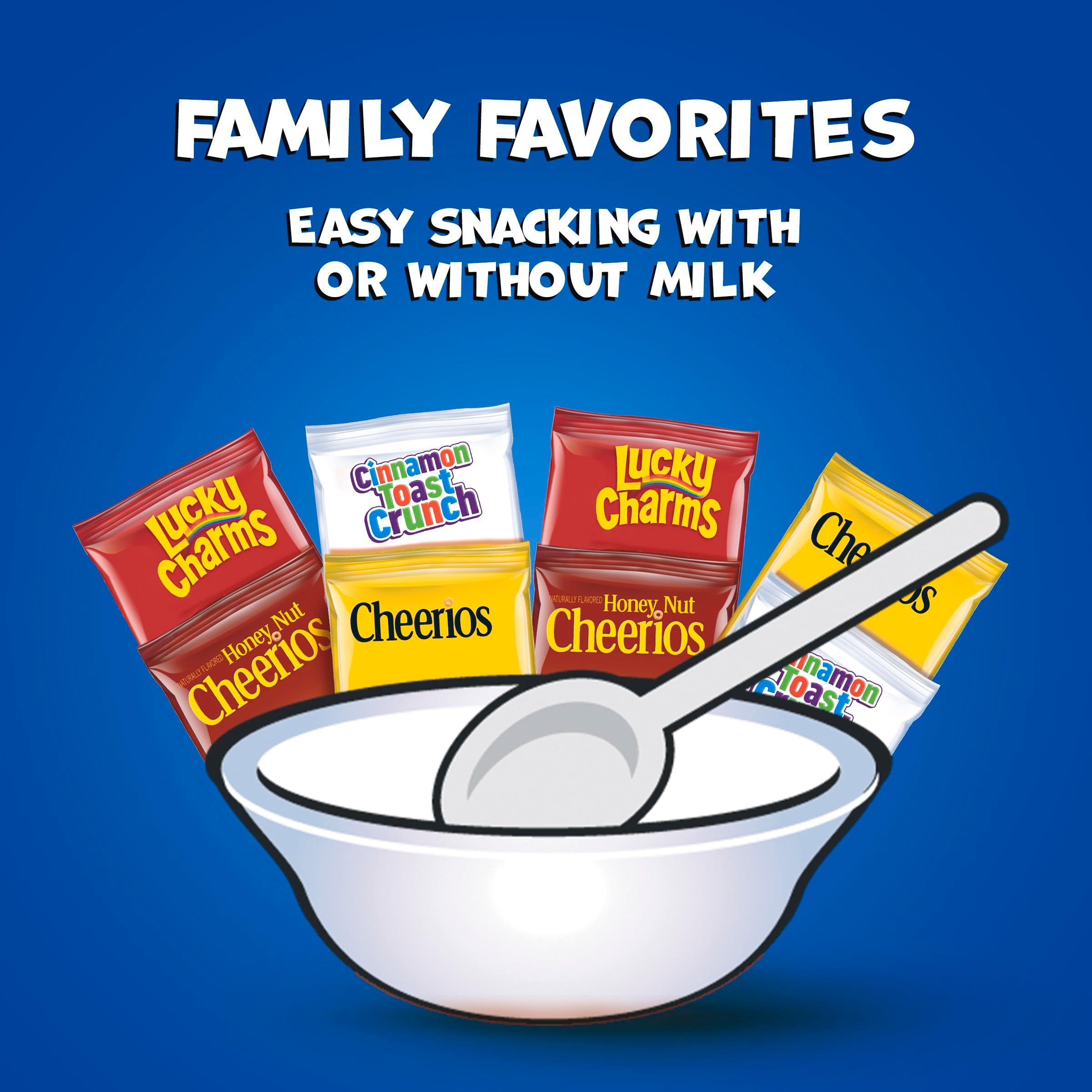 General Mills Cereal Variety Pack, Lucky Charms, Cinnamon Toast Crunch, Cheerios, and Honey Nut Cheerios, 8 Single Serve Pouches, 9.14 oz - Image 5