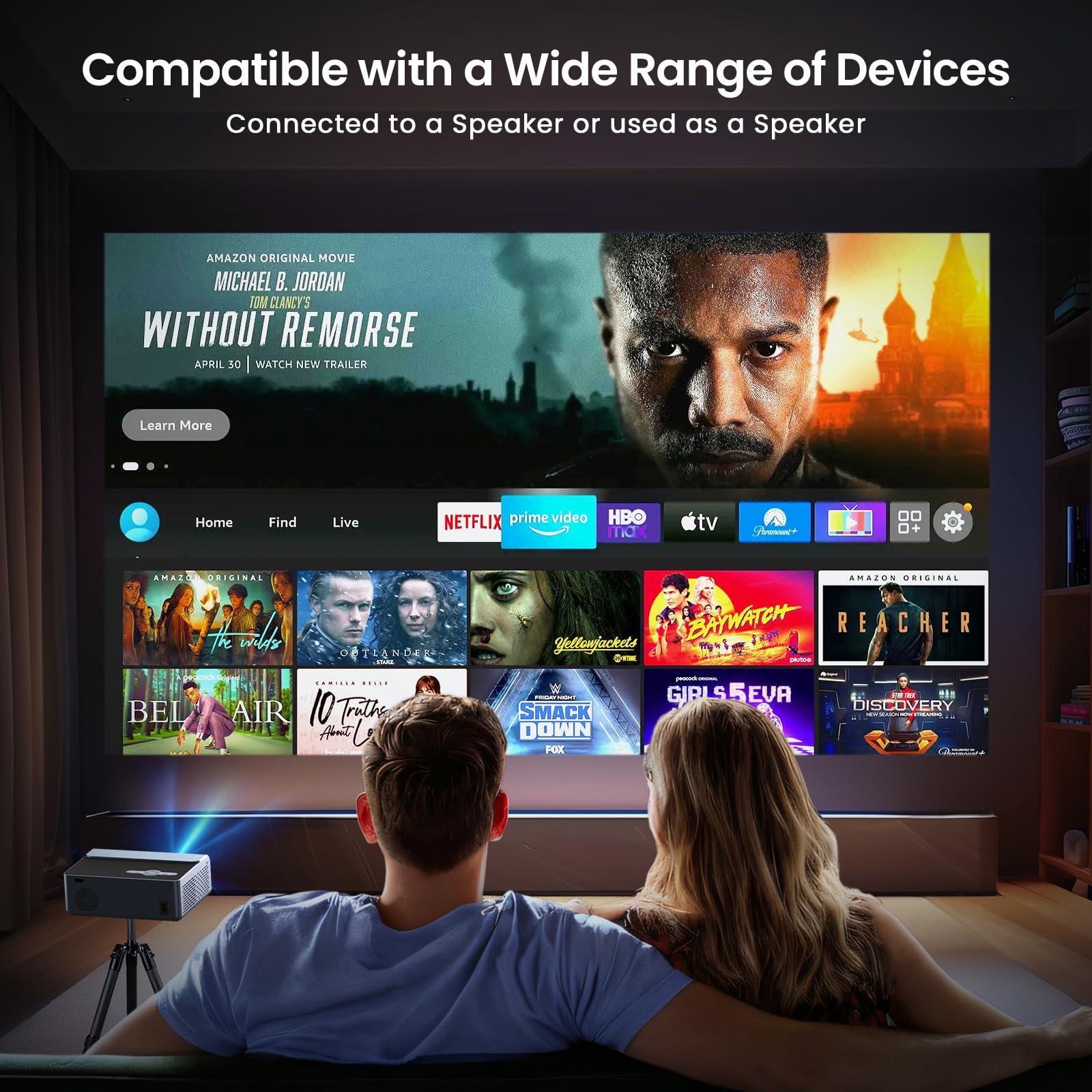[Electric Focus] Projector with Wifi and Bluetooth, 22000L Auto Keystone Outdoor Projector 4K Support, JOWLURK Native 1080p Movie Projector for iOS/Android/TV Stick/HDMI/USB/Laptop/PS5 - Image 6