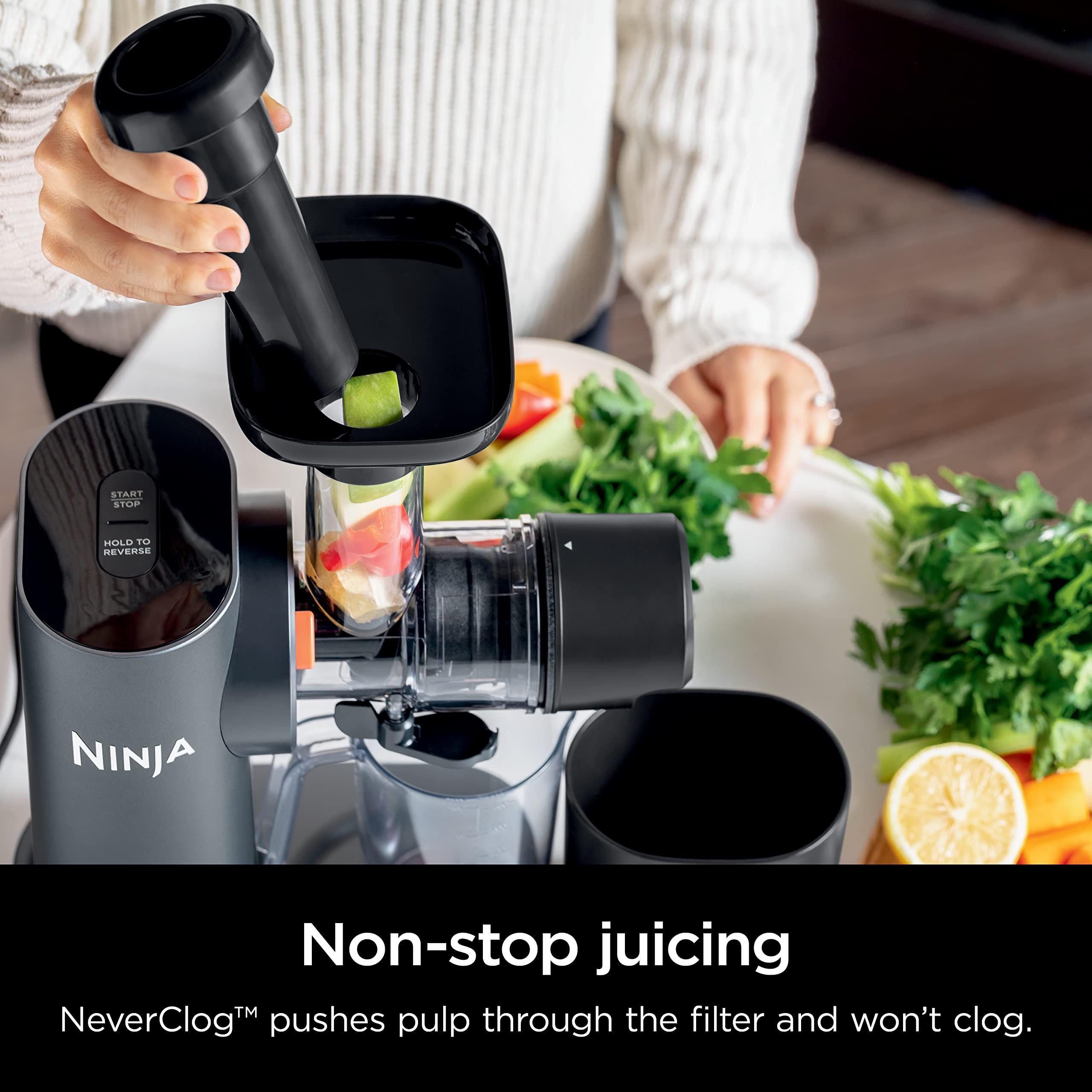 Ninja NeverClog Cold Press Juicer, Powerful Slow Juicer with Total Pulp Control, Countertop, Electric, 2 Pulp Functions, Dishwasher Safe, 2nd Generation, Charcoal, JC151 - Image 8