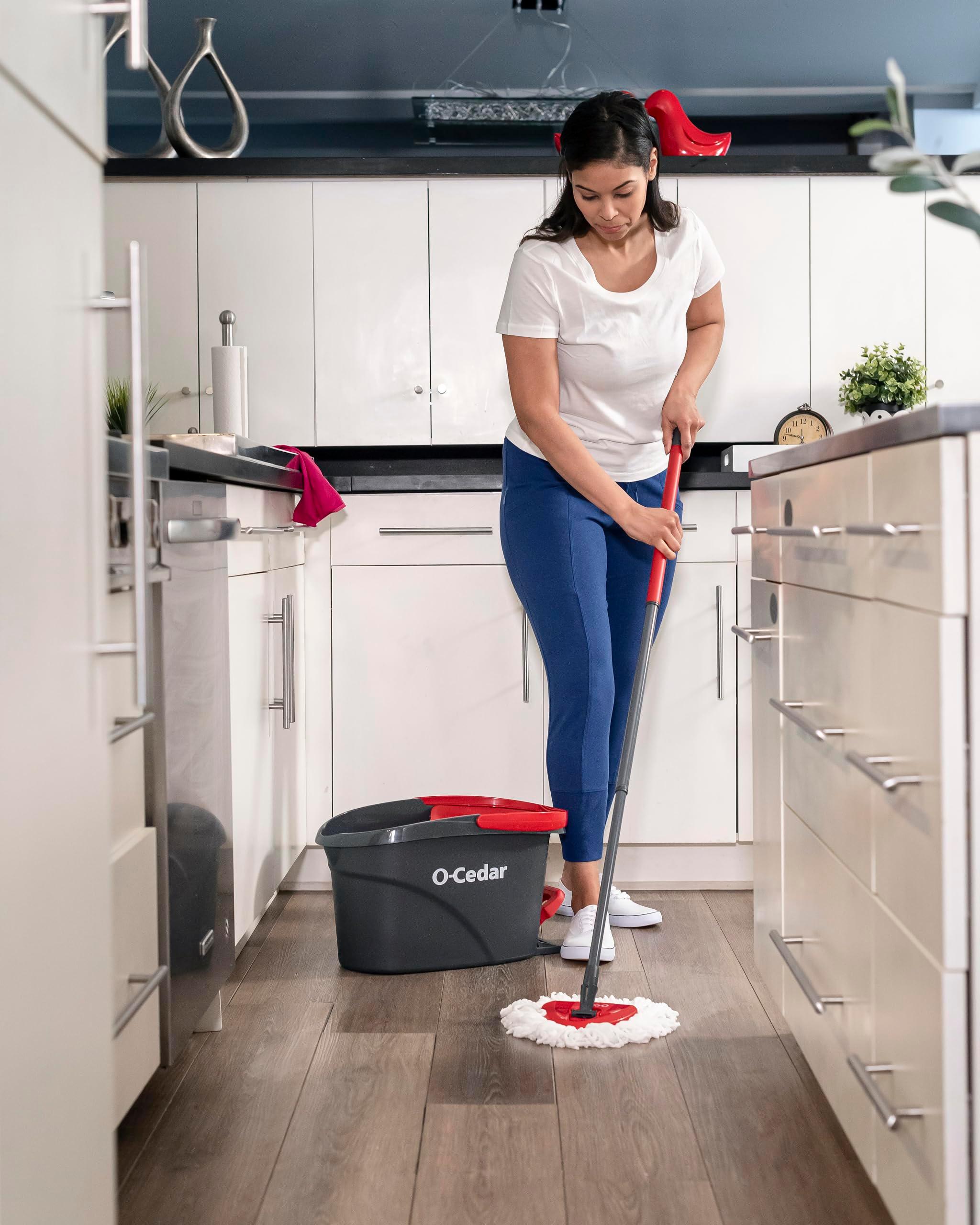 O-Cedar EasyWring Microfiber Spin Mop, Bucket Floor Cleaning System, Red, Gray, Standard - Image 2
