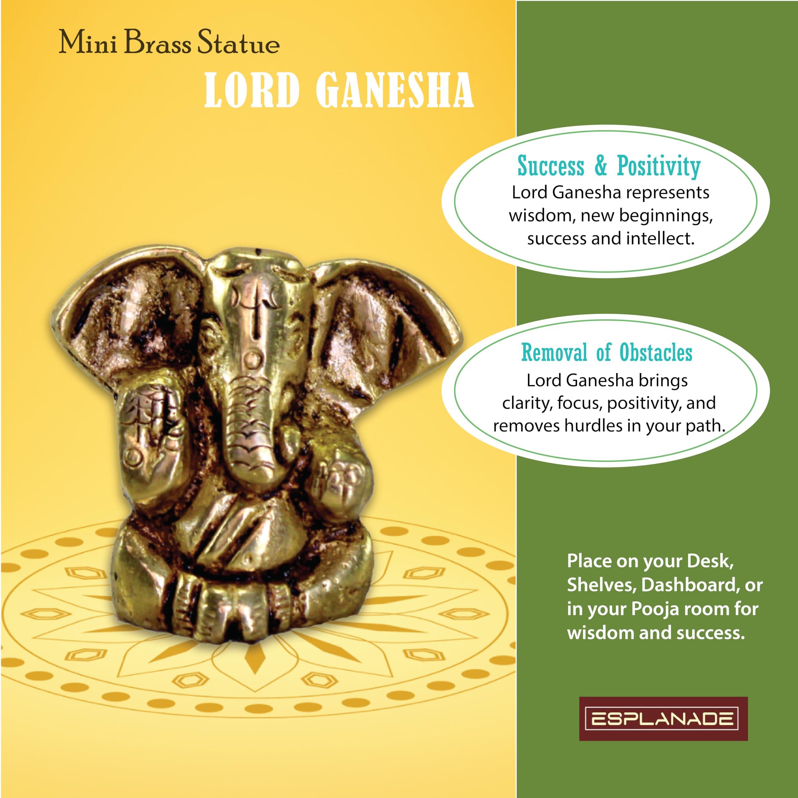 eSplanade Brass Ganesha Idol - 1.2 inches (Small Size) | Home Decor | Ganesh Ganesha | Bal Ganesh | Ganpati Ganapati Murti Statue (Antique) - Image 4