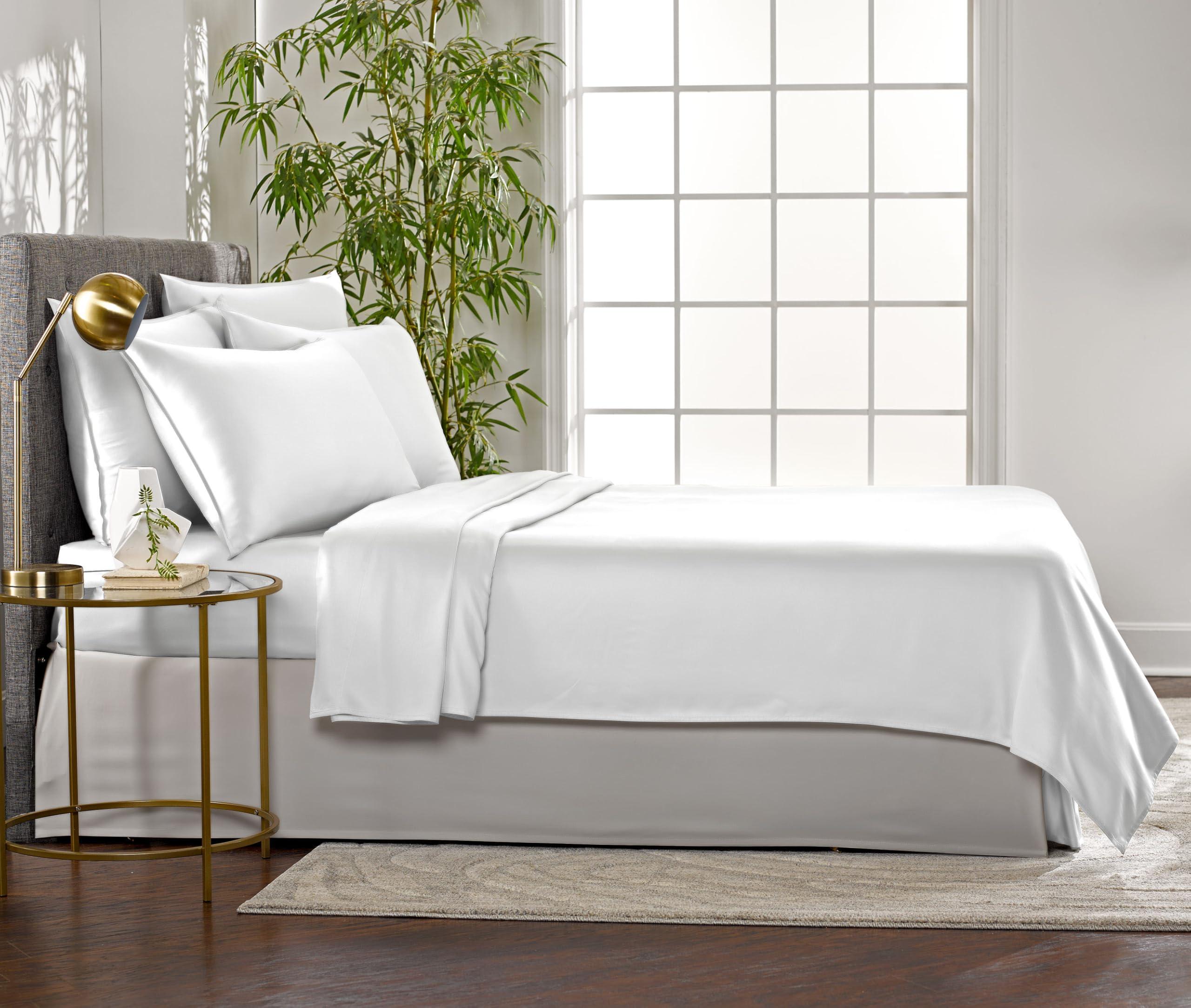 King Sheets by Pure Bamboo, Genuine 100% Organic Viscose Derived from Bamboo Bed Sheet Set, Luxuriously Soft & Cooling, Double Stitching, Lifetime Quality Promise (King, White) - Image 2