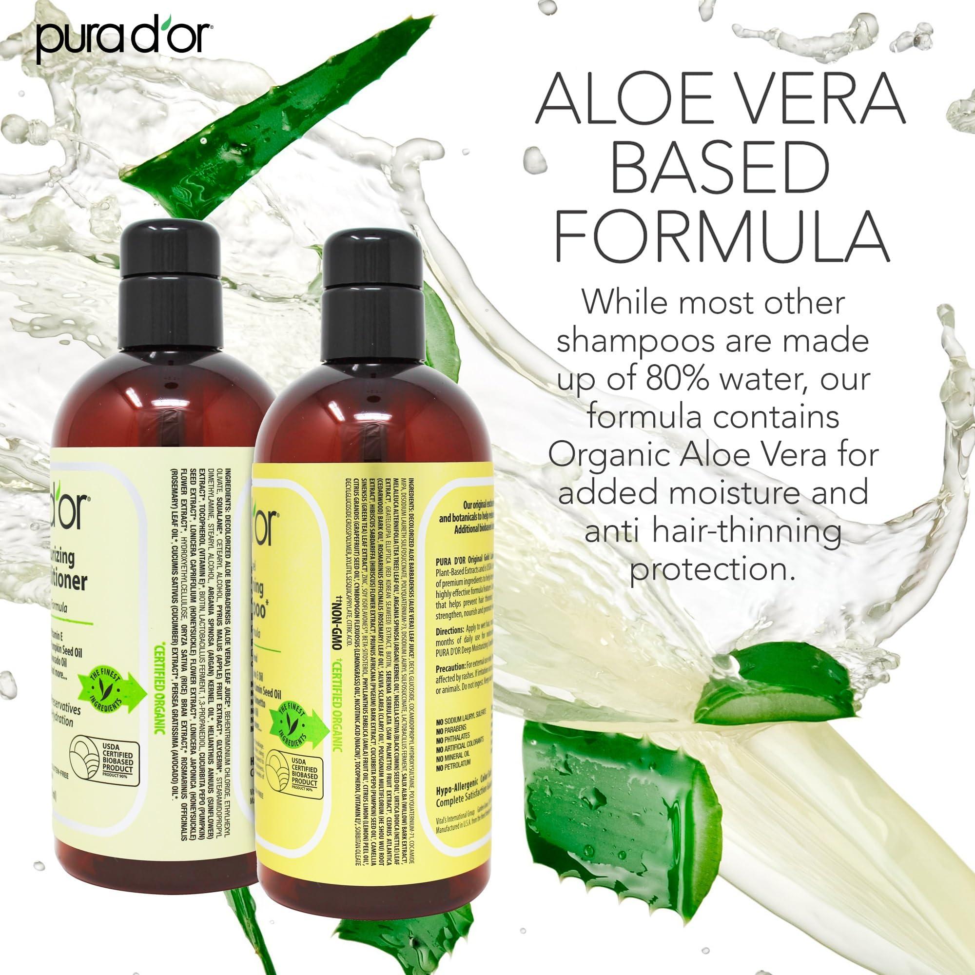 PURA D'OR Anti-Thinning Biotin Shampoo & Deep Moisturizing Conditioner Original Gold Label Set (16oz x2) Natural Earthy Scent, CLINICALLY TESTED Effective Results, Hair Thickening Product, Women & Men - Image 4
