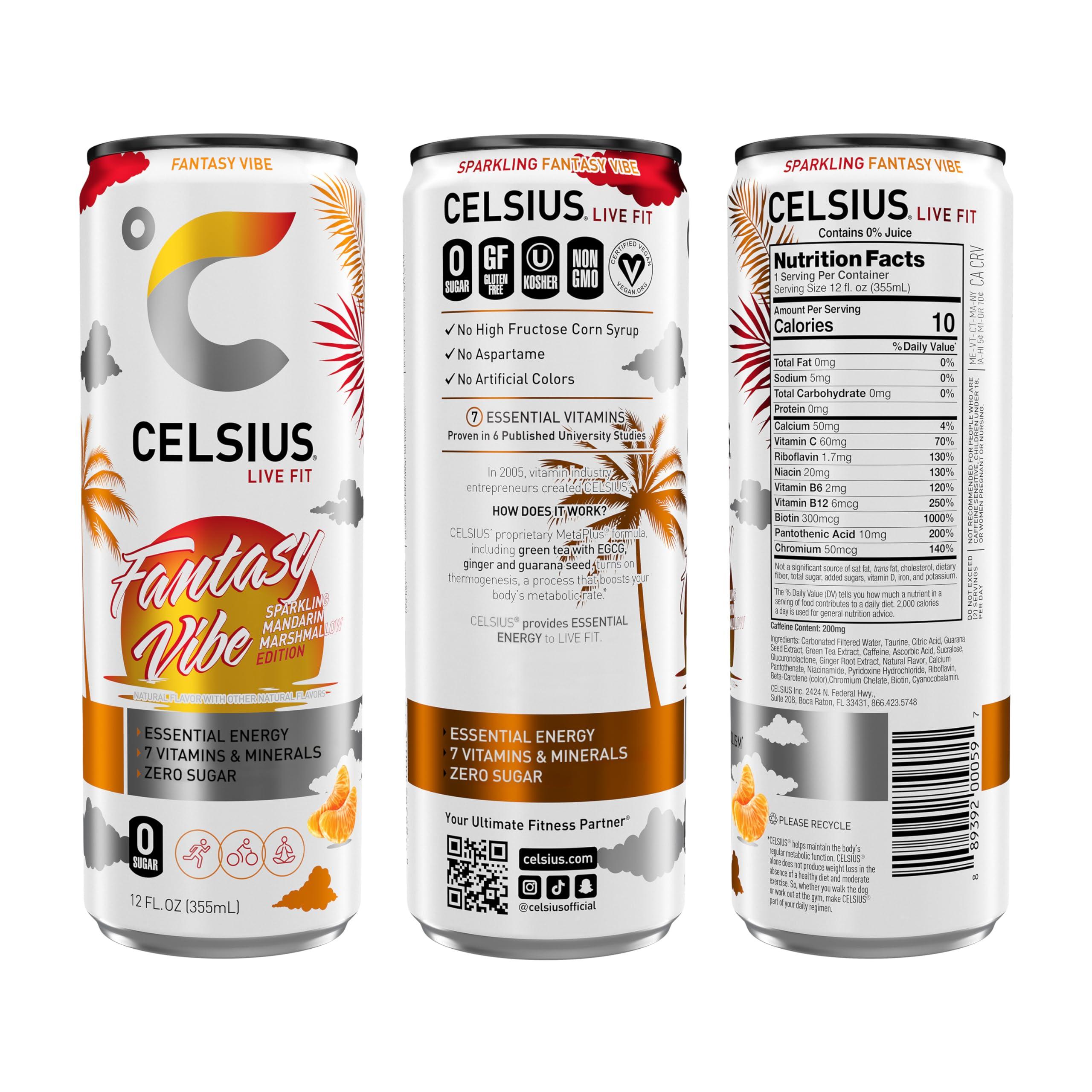 CELSIUS Sparkling Fantasy Vibe, Functional Essential Energy Drink, 12 Fl Oz (Pack of 12) - Image 3