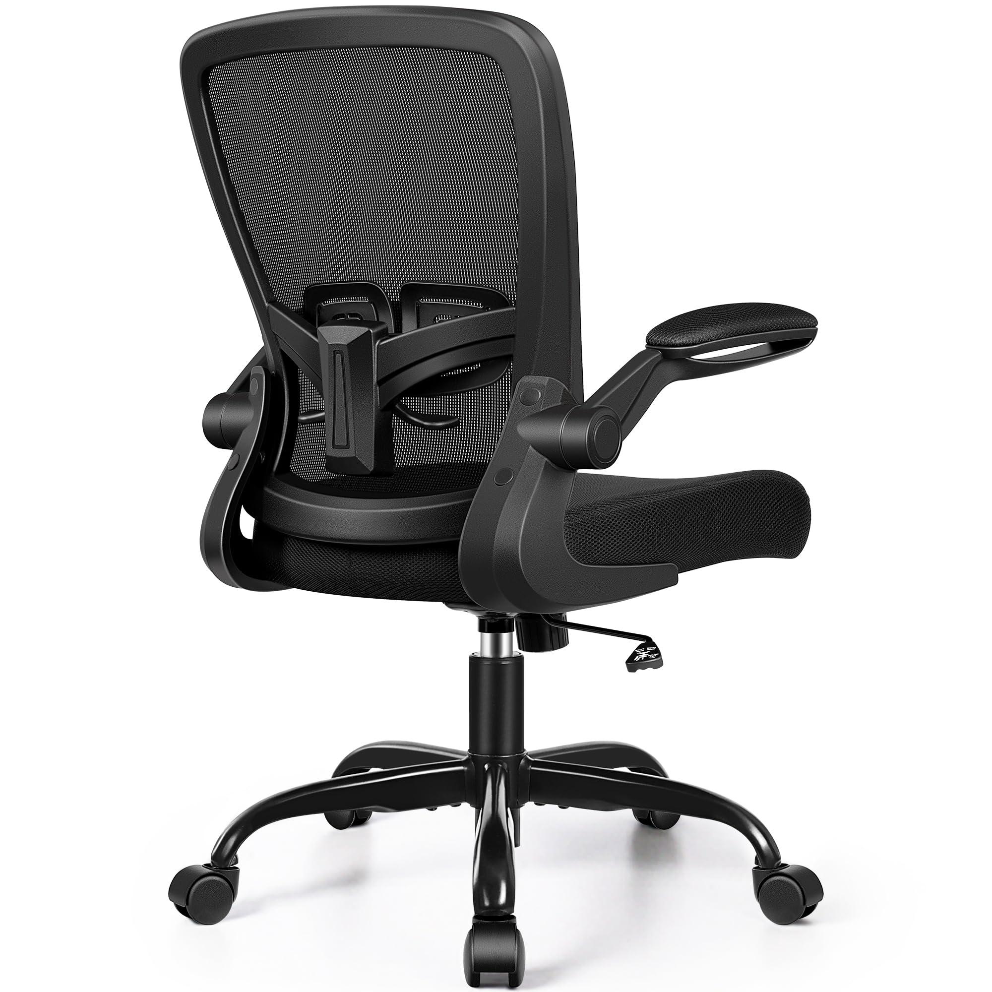 FelixKing Office Chair, Ergonomic Desk Chair with Adjustable Height and Lumbar Support Swivel Lumbar Support Desk Computer Chair with Flip up Armrests for Conference Room (Black)