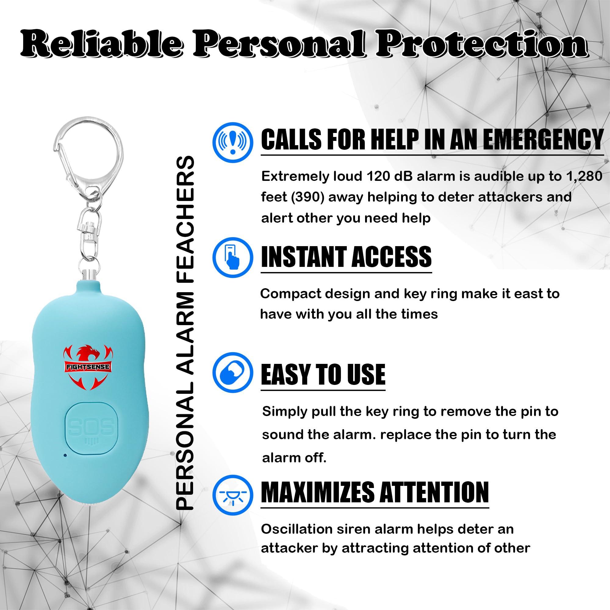 Fightsense Personal Alarm Keychain with Snap Hook, 130dB Siren Safety Alarm for Women LED Light (300m Audible) (Cyan) - Image 3