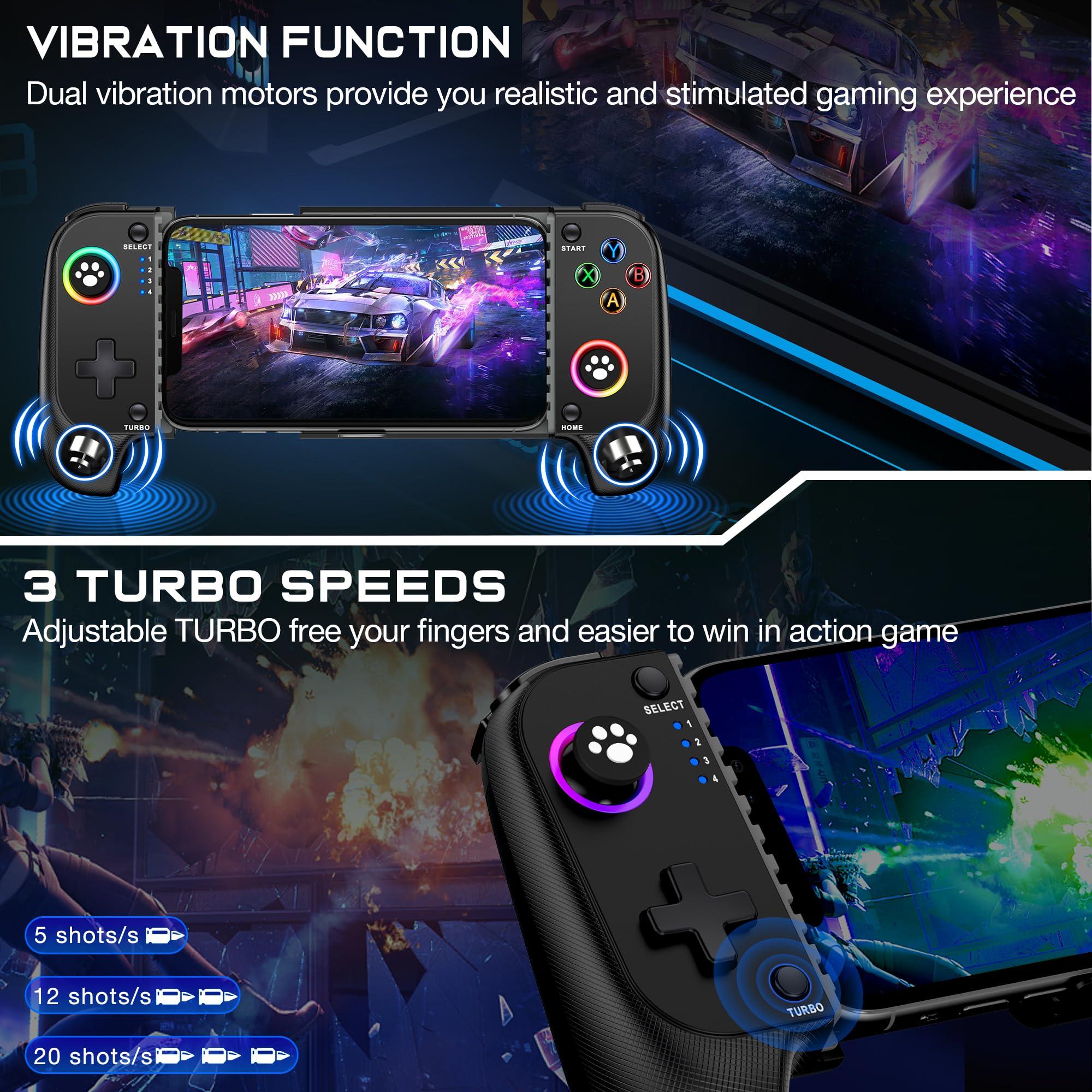 KICKDOT Wireless Phone Controller for iPhone/Android With Hall Joystick and LED, Mobile Gaming Controller for iOS Support Xbox Game Pass, PlayStation, Steam Link, Call of Duty,Roblox, Cloud Gamepad - Image 5