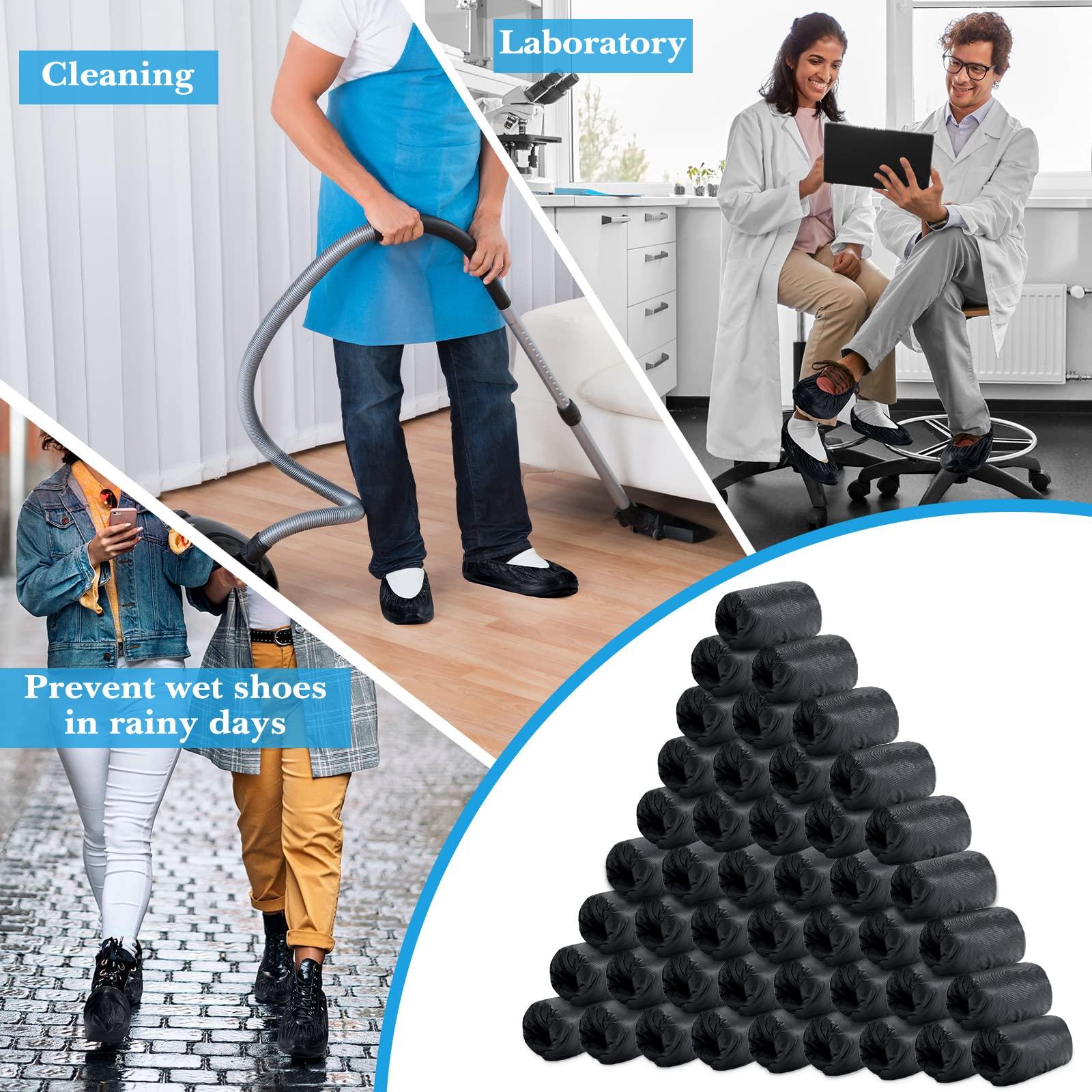 Unittype 300 Pcs Disposable Waterproof Shoe Covers with 1 Pcs Indoor Foldable Storage Bins Box Welcome Please Remove or Cover Shoes Sign for Open House Supplies(Black,5.9 x 15.7 Inches) - Image 6