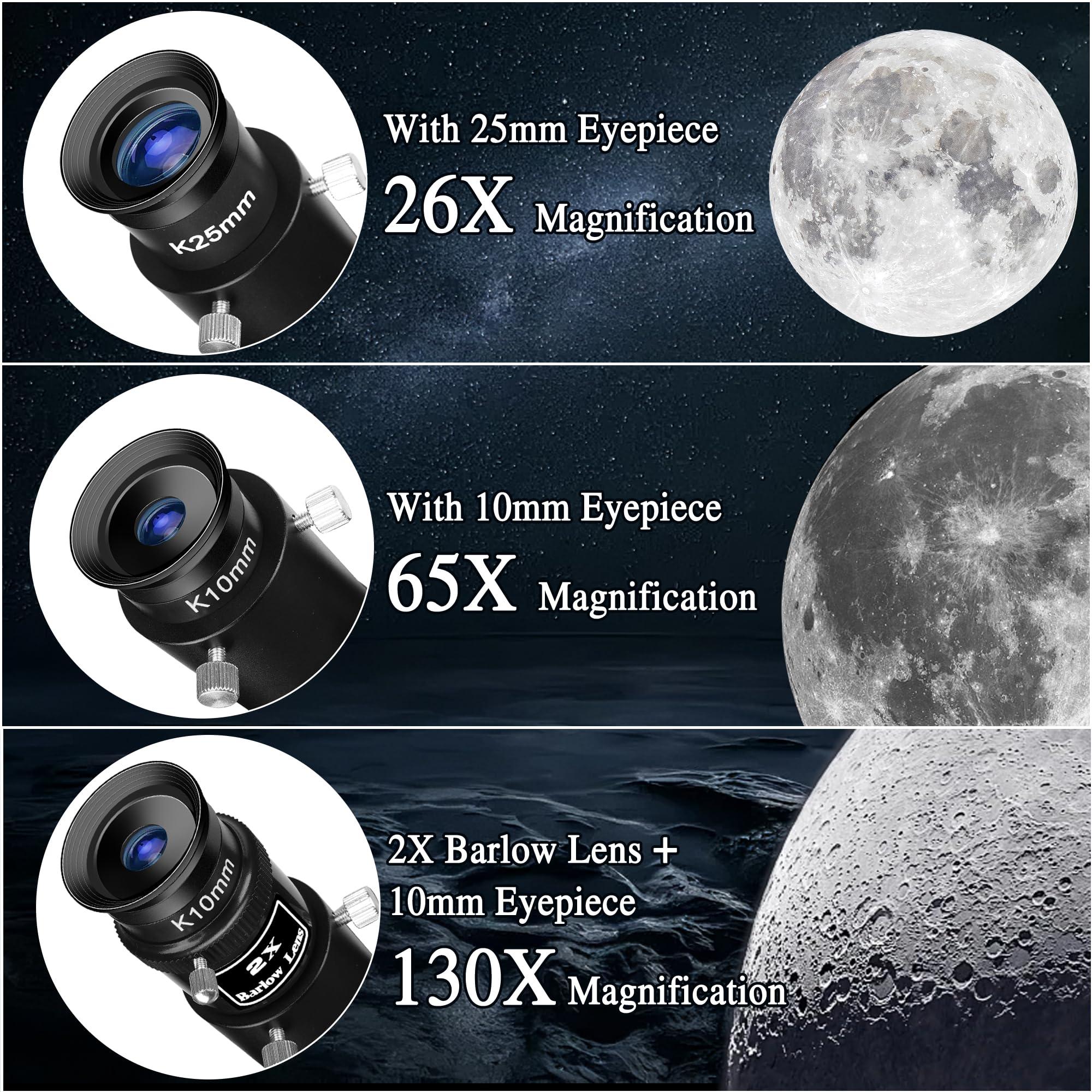 Telescope 150EQ Reflector Telescope for Adults Astronomy, Professional Manual German Equatorial Telescopes for Beginners & Kids with Eyepiece Set, Stainless Tripod, Moon Filter and Phone Adapter - Image 3