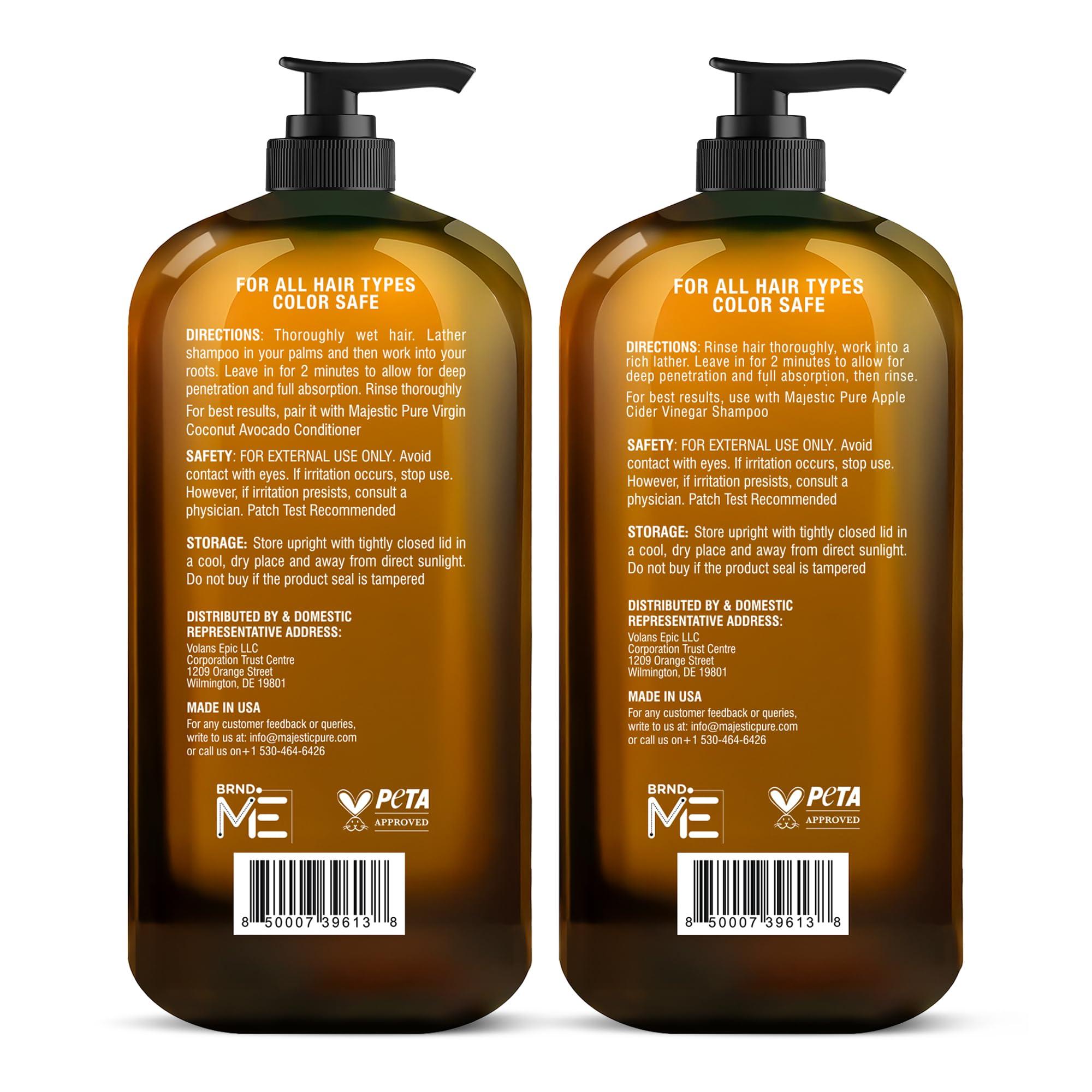 MAJESTIC PURE Apple Cider Vinegar Shampoo and Avocado Coconut Conditioner Set - Restores Shine & Reduces Itchy Scalp, Dandruff & Frizz - Sulfate Free, for All Hair Types, Men and Women - 2 x 16 fl oz - Image 7