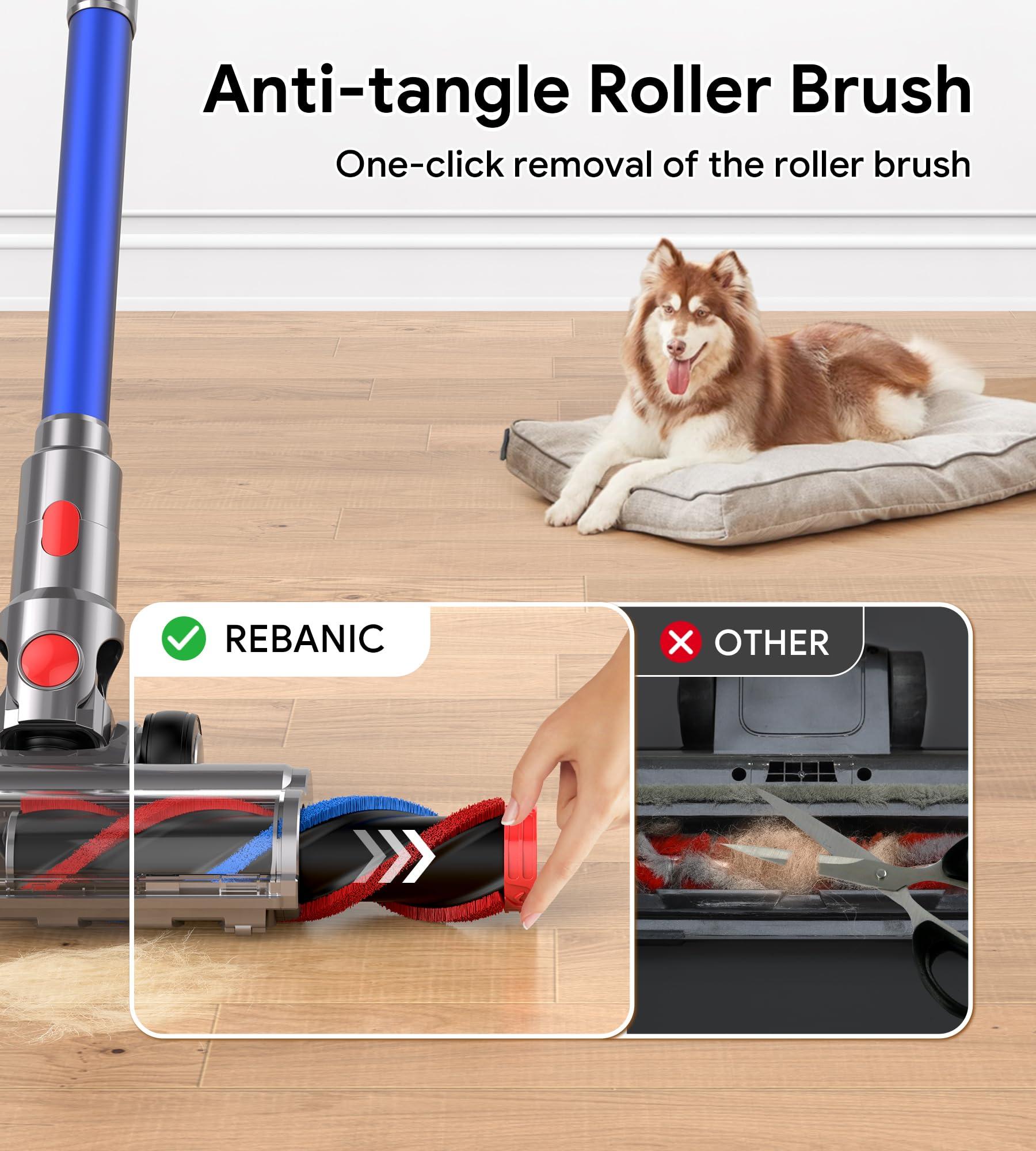 REBANIC Cordless Vacuum Cleaners for Home,8-in-1/65Min/600W/48Kpa Powerful Suction,Self-Standing Cordless Stick Vacuum Cleaner,Lightweight Anti-Tangle Rechargeable Vacuum for Floor/Carpet/Pet Hair/Car - Image 7