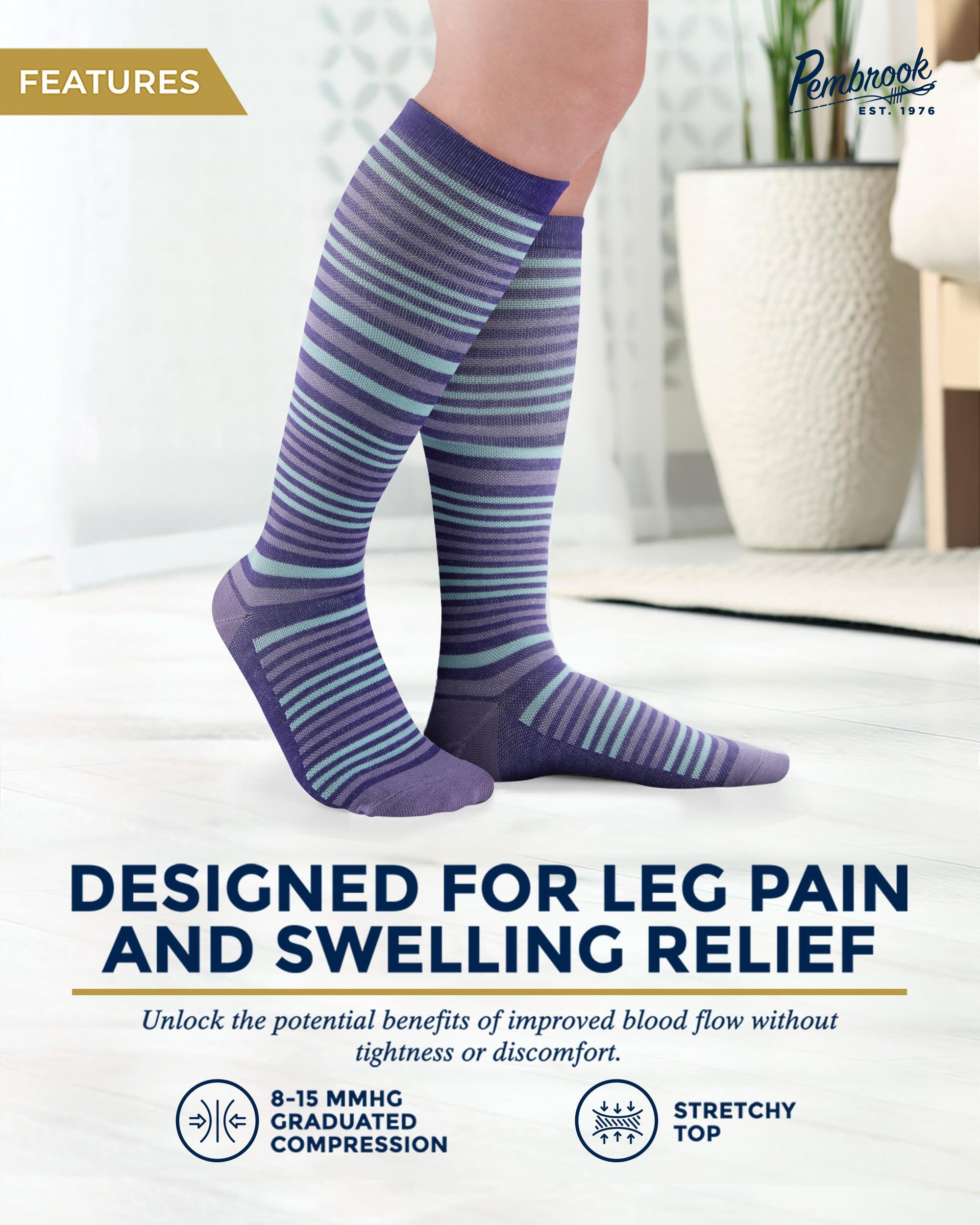 Pembrook Bamboo Viscose Light Compression Socks - 3 Pairs | 8-15 mmhg Compression Socks | Knee High Comfort Support Socks - Image 3