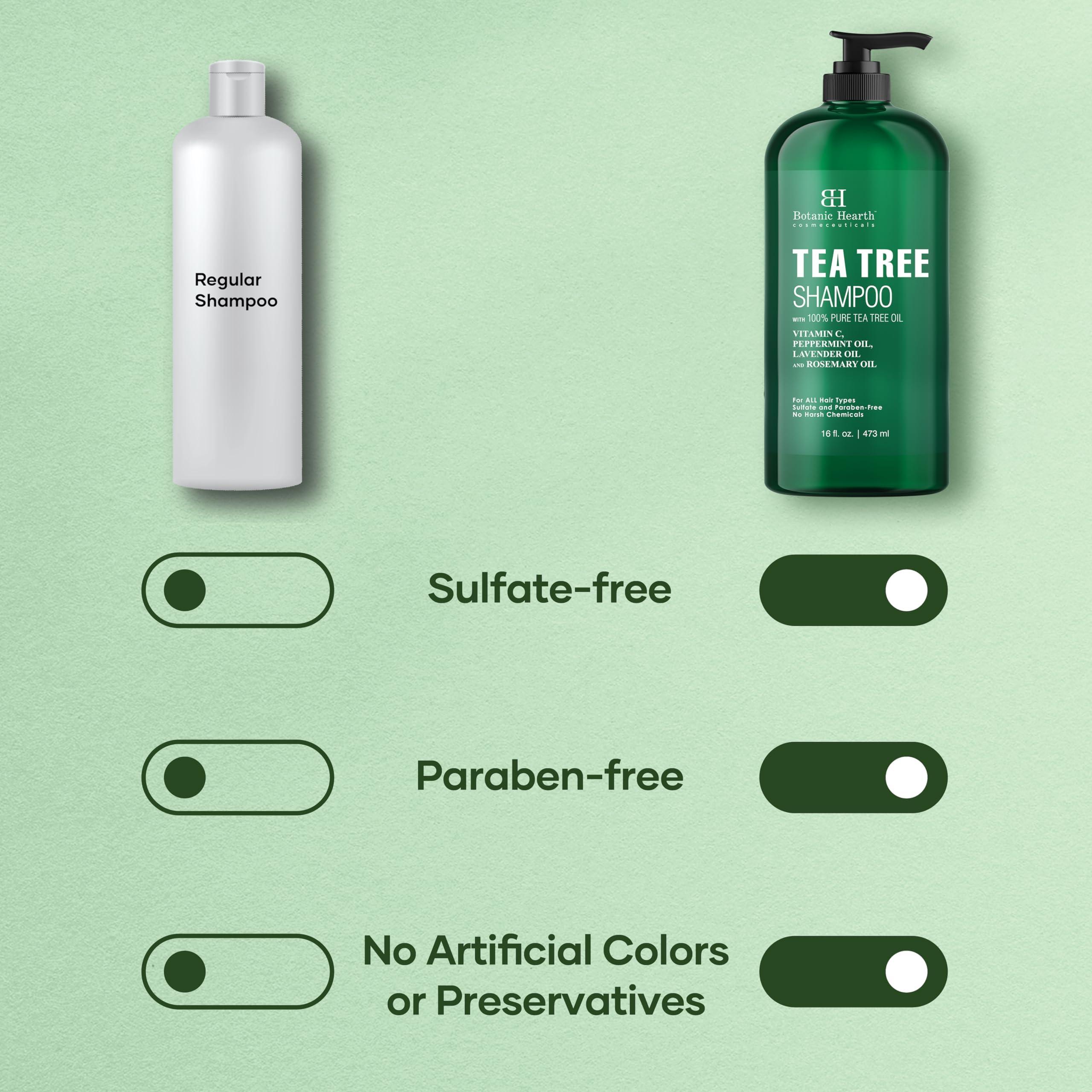 Botanic Hearth Tea Tree Shampoo, Vitamin C, Peppermint, Lavender and Rosemary Oil, Fights Dandruff and Dry Scalp, 16 fl oz - Image 4