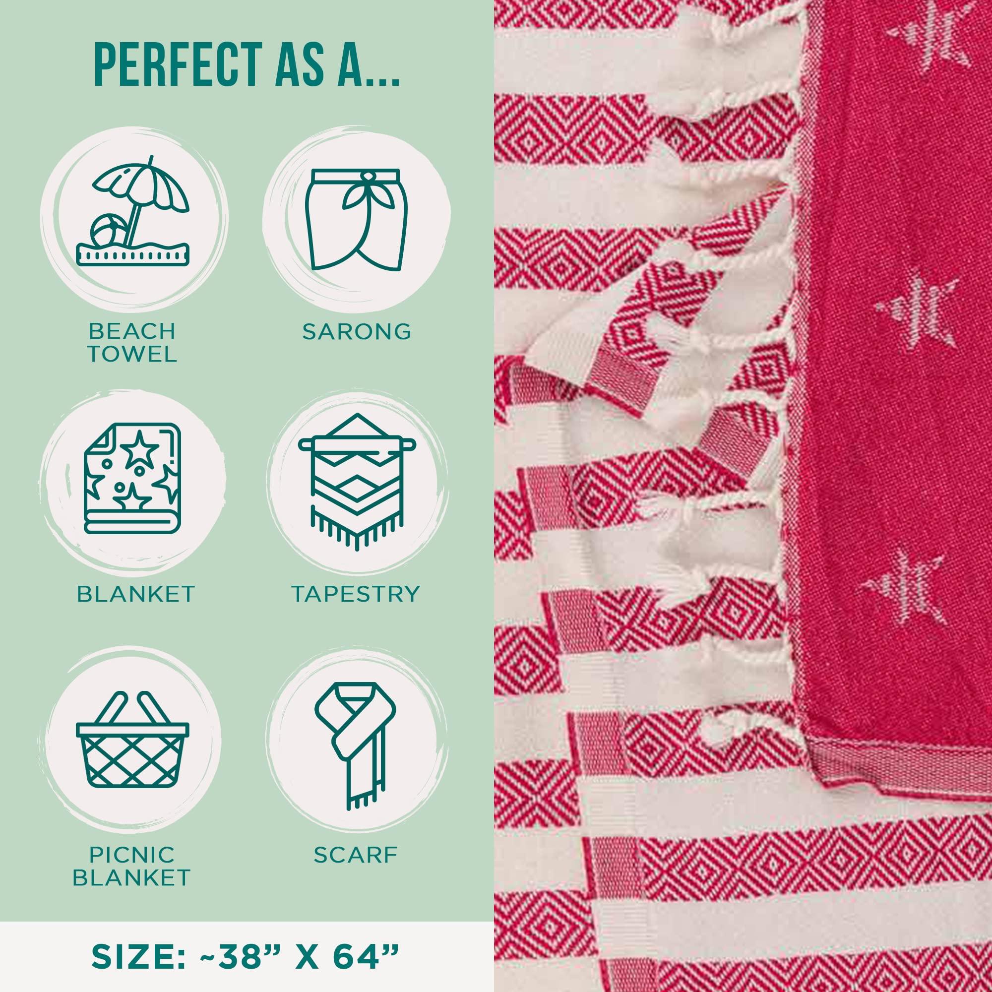 Sand Cloud Beach Towel - Sand Free - 100% Organic Turkish Cotton Yarn - Quick Dry Towel for Beach, Picnic, Blanket or Bath - As Seen on Shark Tank - Stars & Stripes (Red, White & Blue) - Image 4