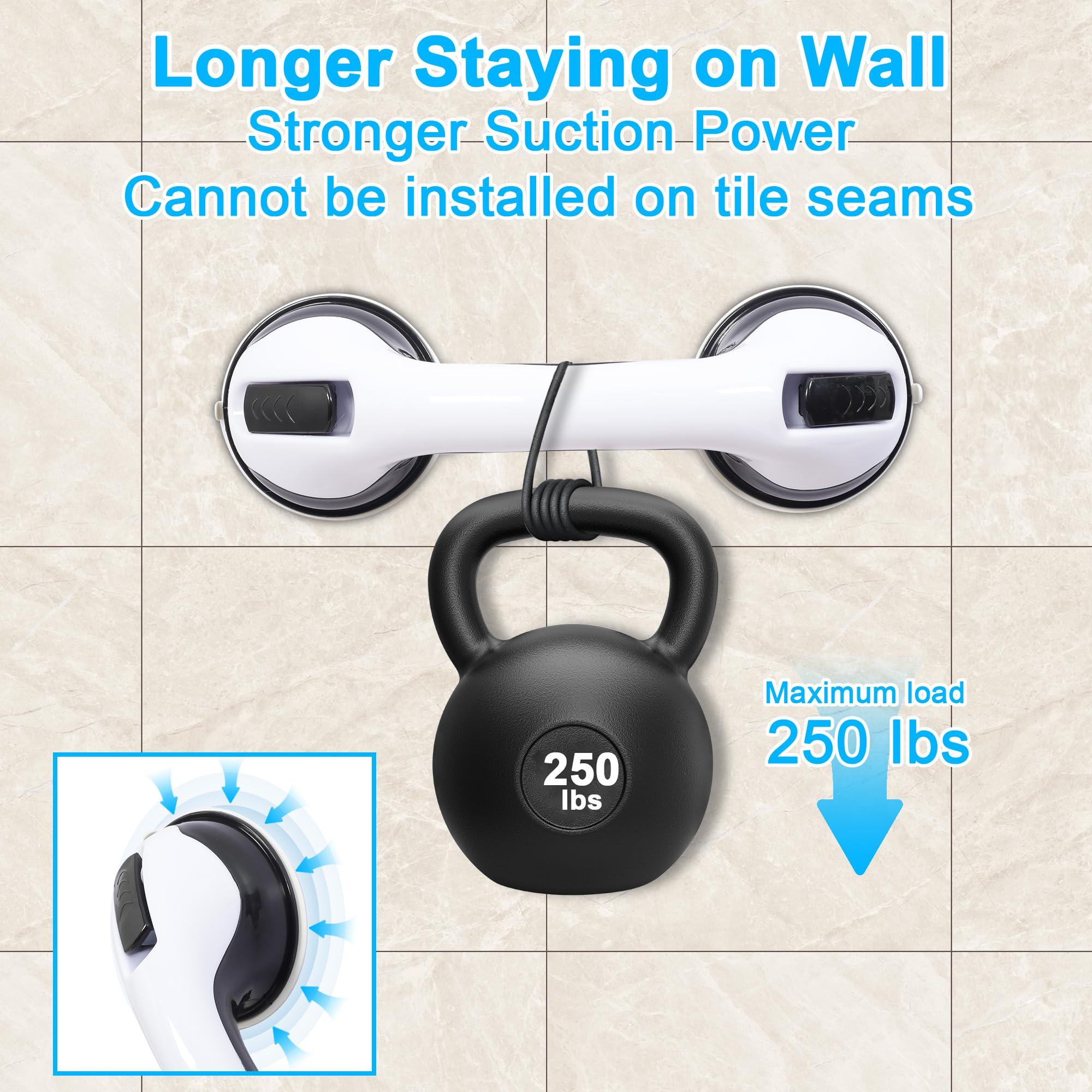 Consss Shower Grab Bars for Seniors, 250BL Shower Handles for Elderly Suction, Safety Heavy Bathtubs Grab Bars 2PCS Handicap Grab Bars Support for Bathroom/Showers/Toilet - Image 3