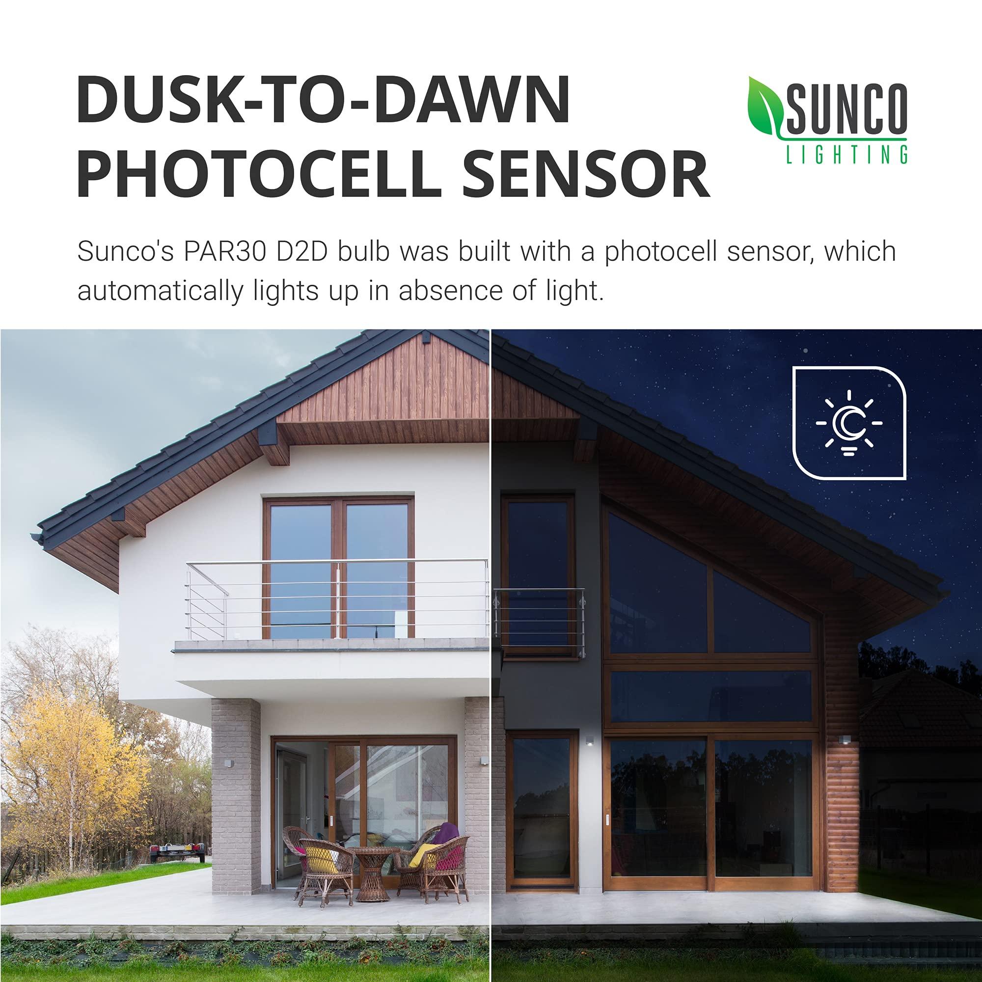 Sunco LED PAR30 Dusk to Dawn Light Bulb for Outside Porch, Patio, Backyard, 11W=75W, 850 LM, 2700K Soft White, Non-Dimmable, Photocell Sensor, UL 2 Pack - Image 2