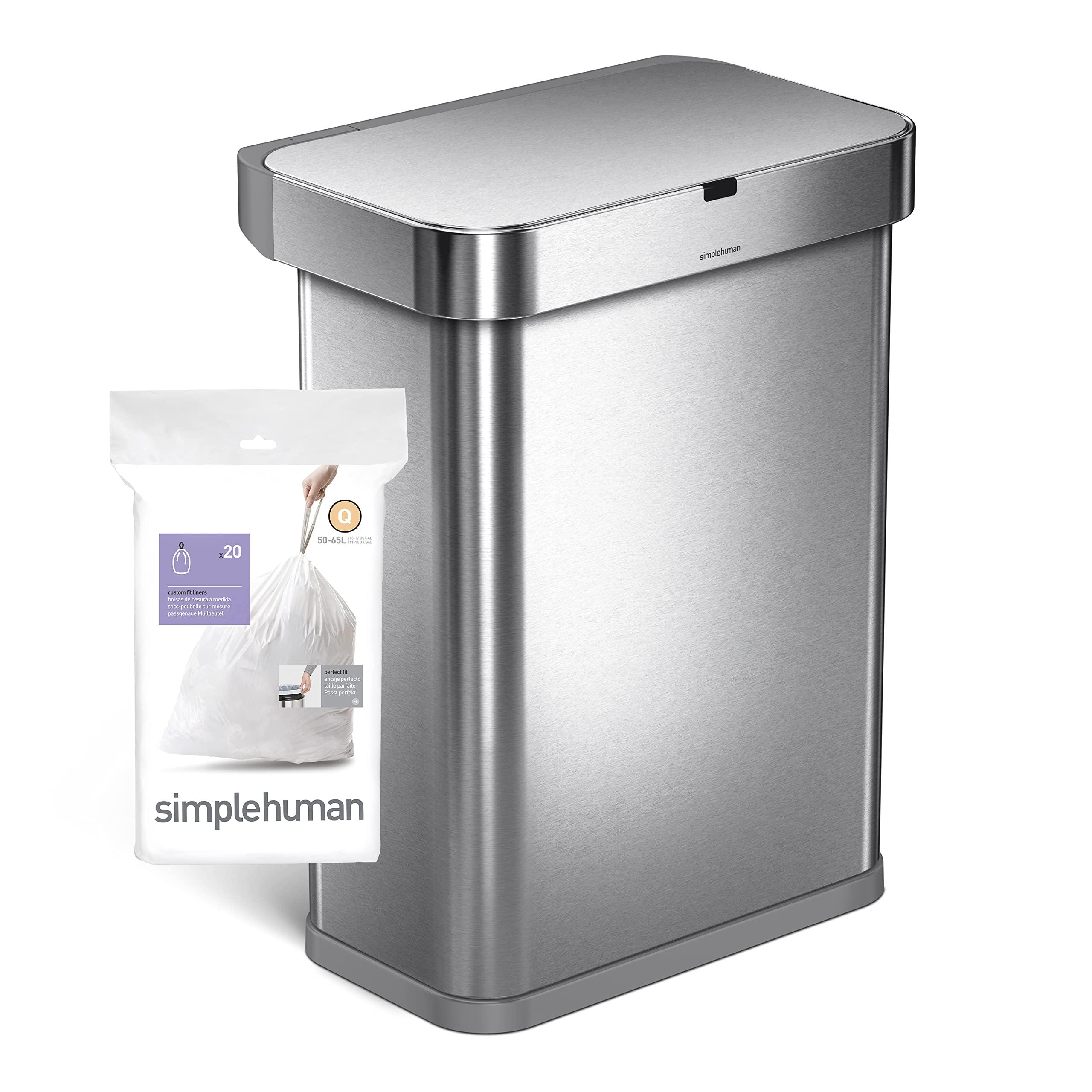 simplehuman Code Q Custom Fit Drawstring Trash Bags in Dispenser Packs, 100 Count, 50-65 Liter / 13.2-17.2 Gallon, White - Image 5