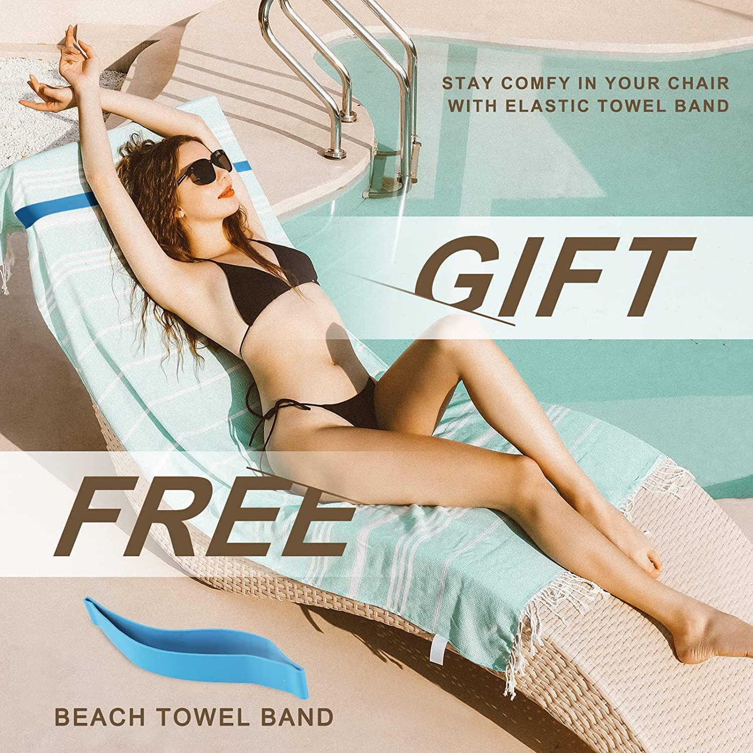 4 Packs Turkish Beach Towel Pool Swim Towels Set Bulk Soft Cotton Extra Large Sand Free Quick Dry Thin Lightweight Travel Vacation Essentials Cruise Accessories Must Haves Clearance Sandless Oversized - Image 4