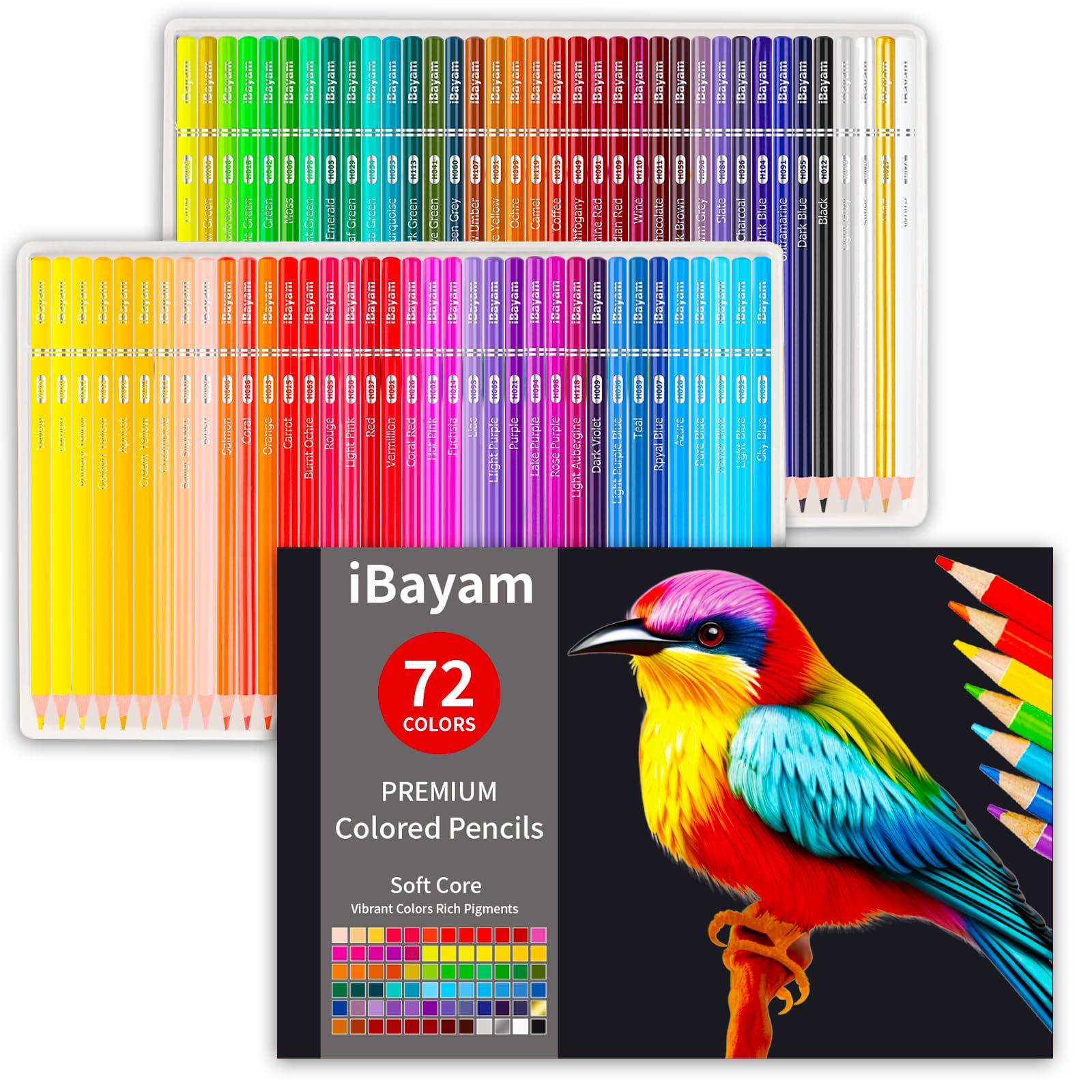 iBayam 72 Colors Colored Pencils for Adults Relaxation Coloring Books, Back to School Supplies for Kids Teens, Drawing Sketching Doodling Pencils, Stationery Art Kits for Preppy School Classroom Gift