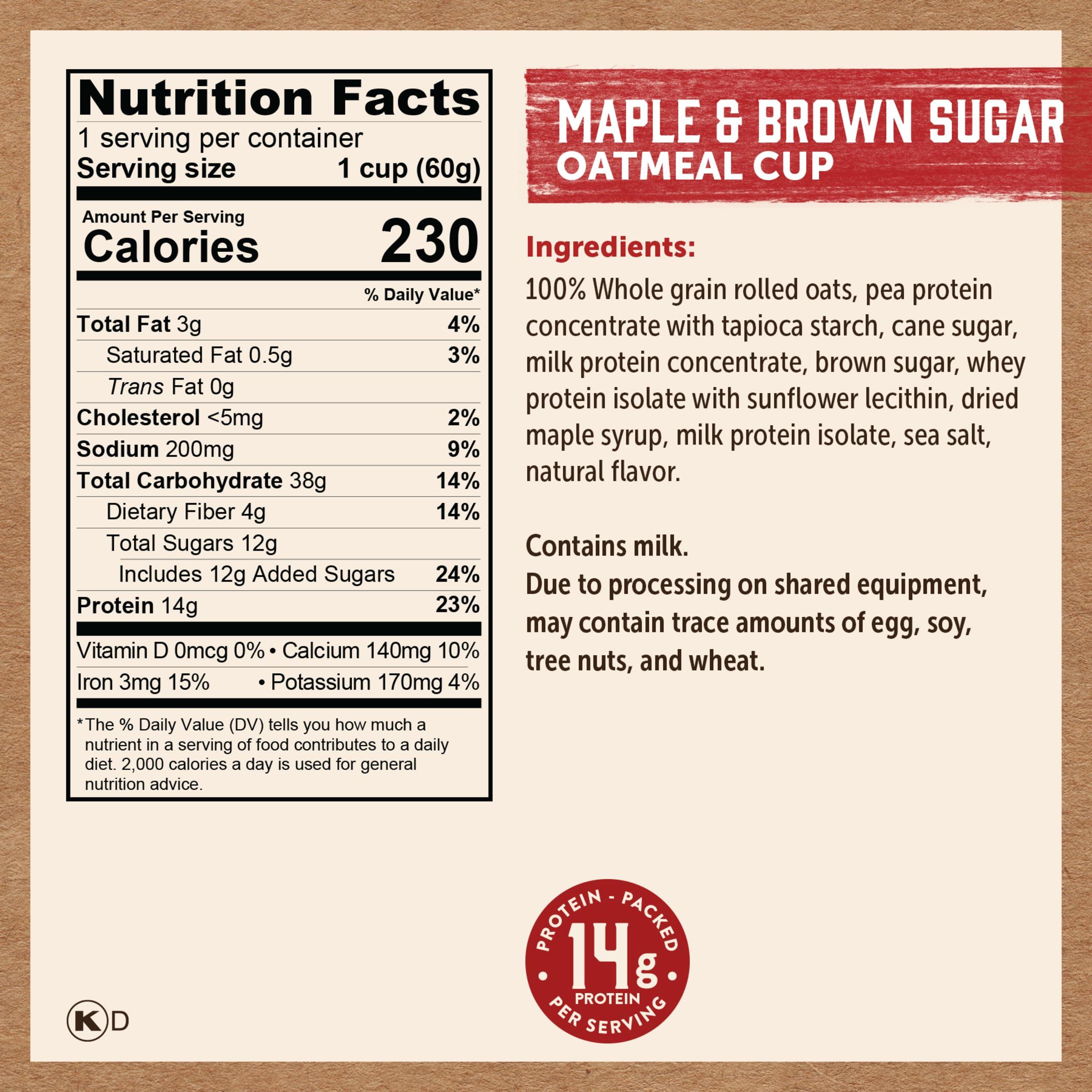 Kodiak Cakes Instant Protein Maple & Brown Sugar Oatmeal in a Cup, 2.12oz (Pack of 12) - Image 3