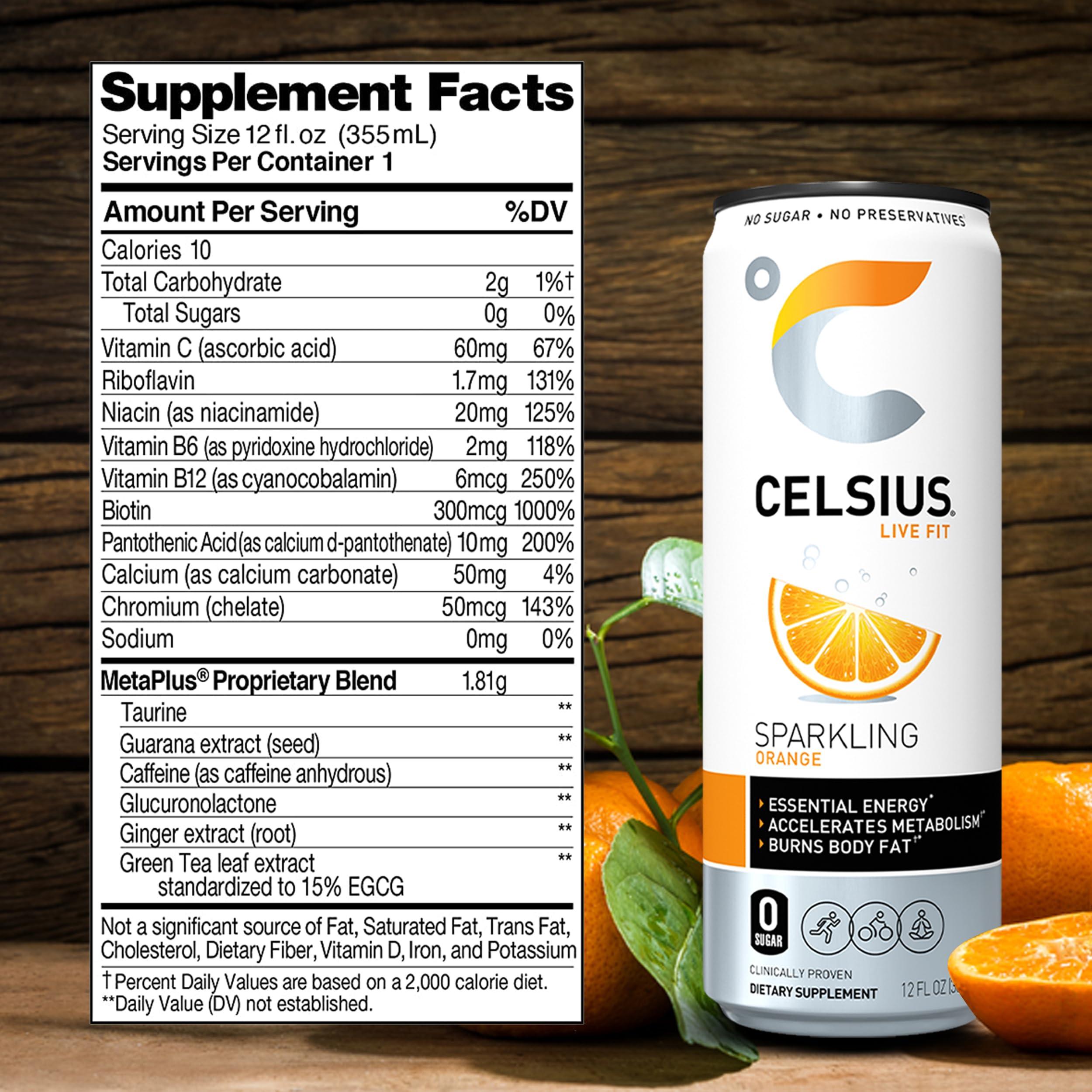 Celsius Sparkling Essential Energy Drink No Sugar or Preservatives 12 fl oz, Slim Cans Assorted Variety 12 Pack, in The Award Box Packaging Combo Box - Image 2