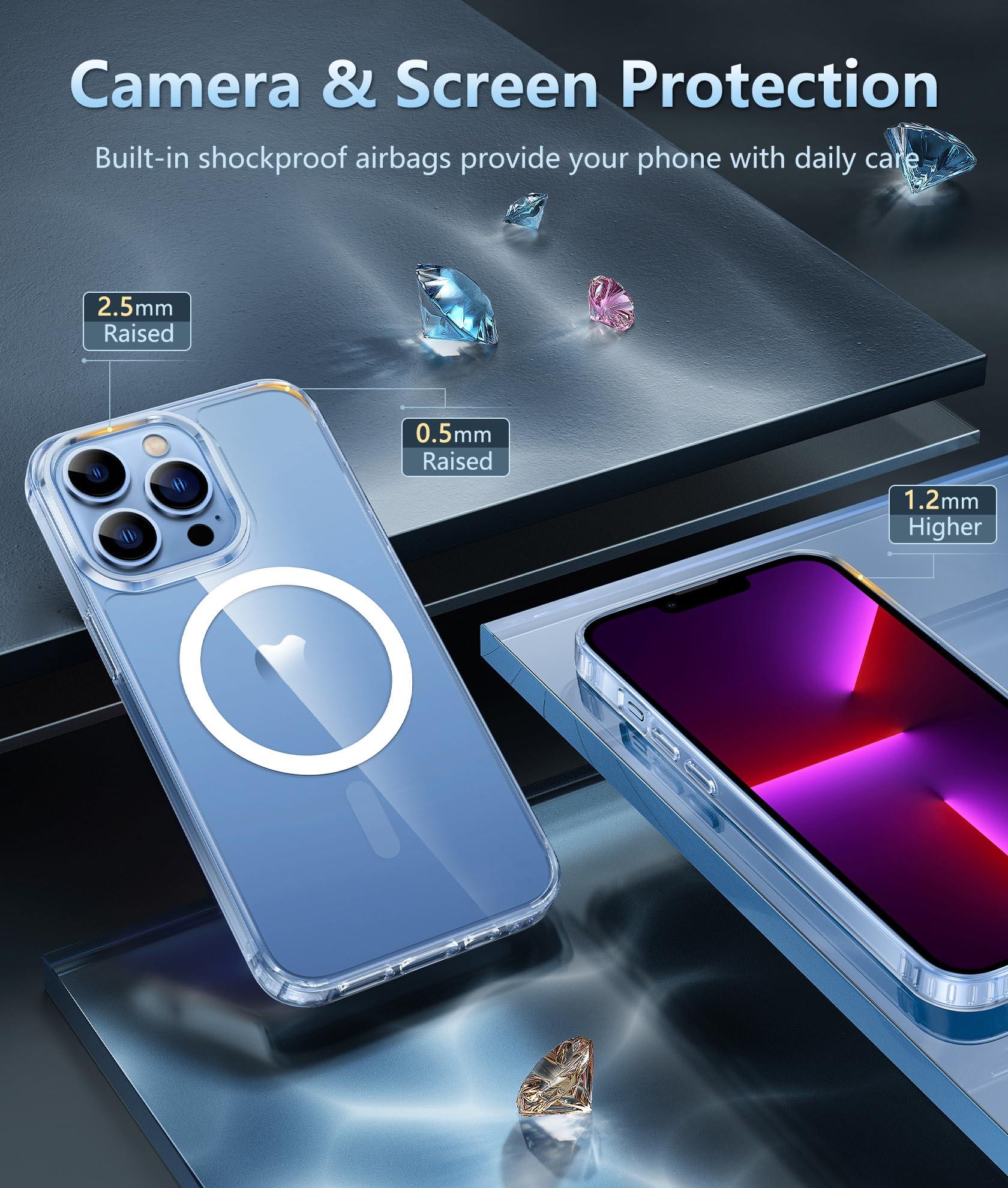 FNTCASE for iPhone 13 Pro-Max Case: Strong Magnetic Anti-Yellowing Slim Clear Case | Military Grade Protective & Shockproof Drop Protection Thin Transparent Phone Cover(Clear) - Image 5