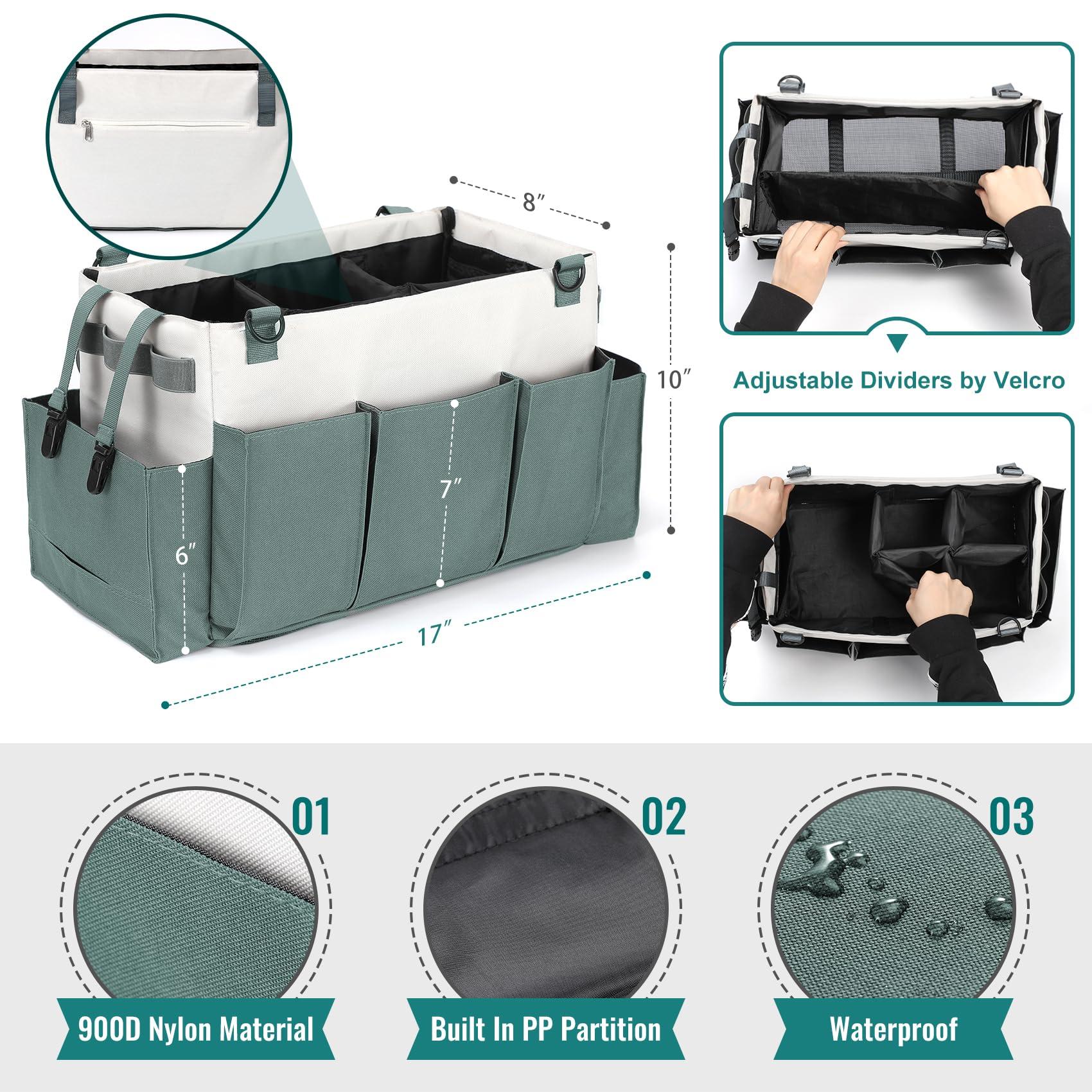 LANDNEOO Cleaning Caddy Organizer with Handle, Wearable Bag for Supplies, Tote Shoulder and Waist Straps, Under Sink Tool Multiple Compartments (Large) (QJB-BLS) - Image 2