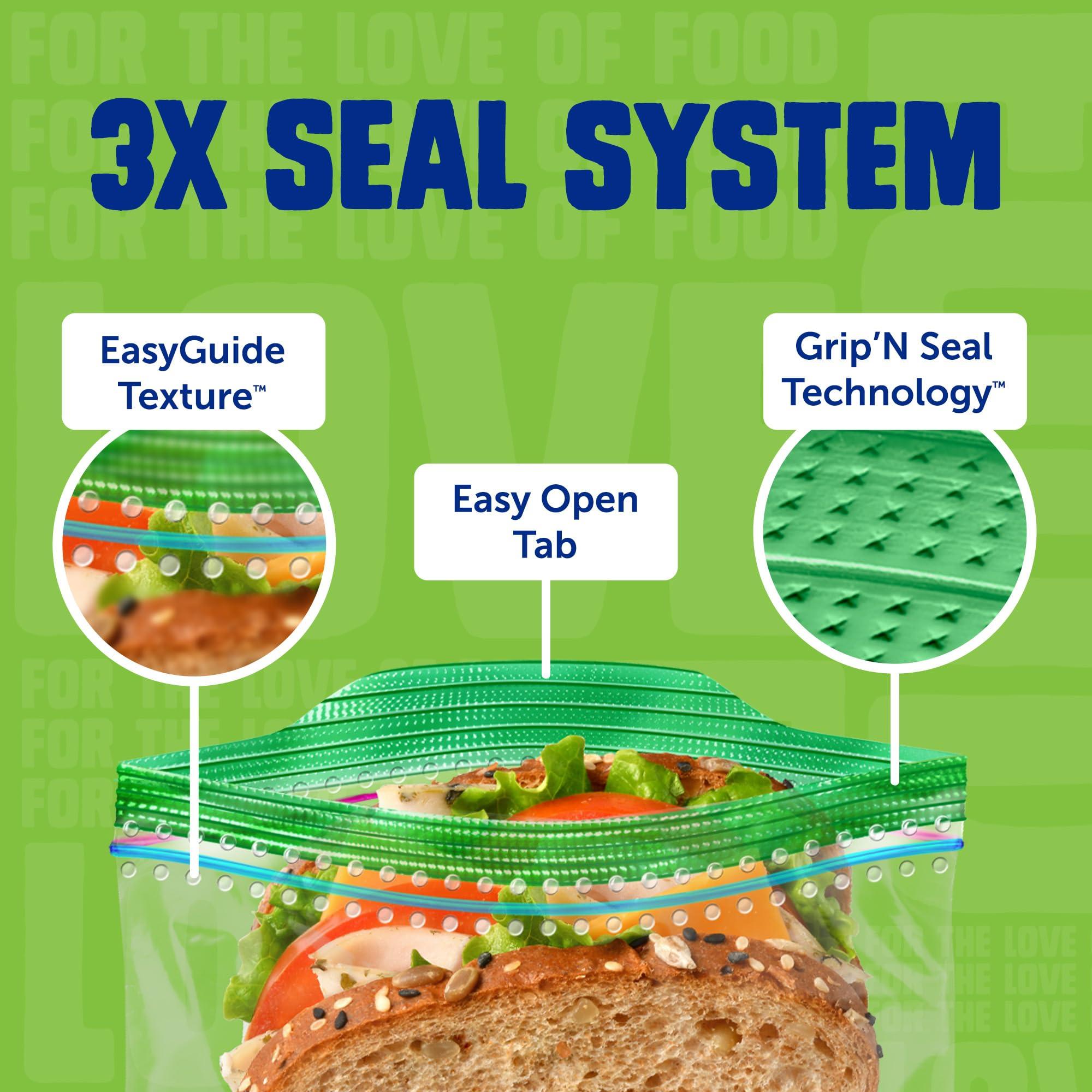 Ziploc Sandwich and Snack Bags with EasyGuide Texture, Plastic Storage Bags with Grip 'n Seal Technology, 105 Bags Total - Image 2