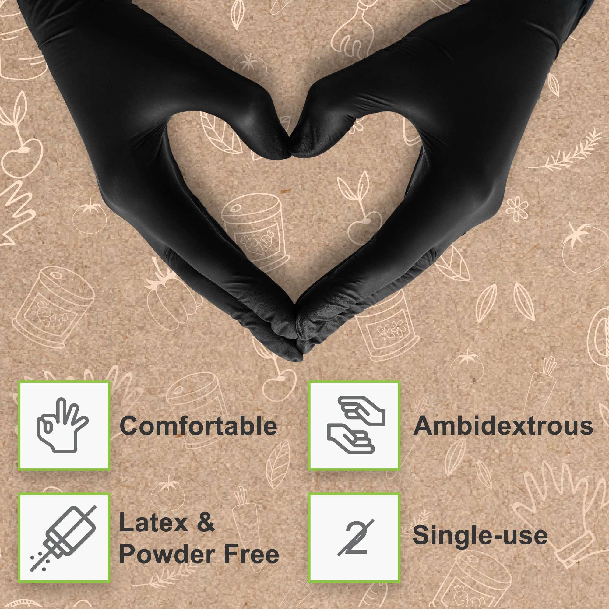 FifthPulse [150 Count] Biodegradable Gloves - Black Nitrile Disposable Gloves - Medical Exam and Food Safe - Latex Free - Image 3