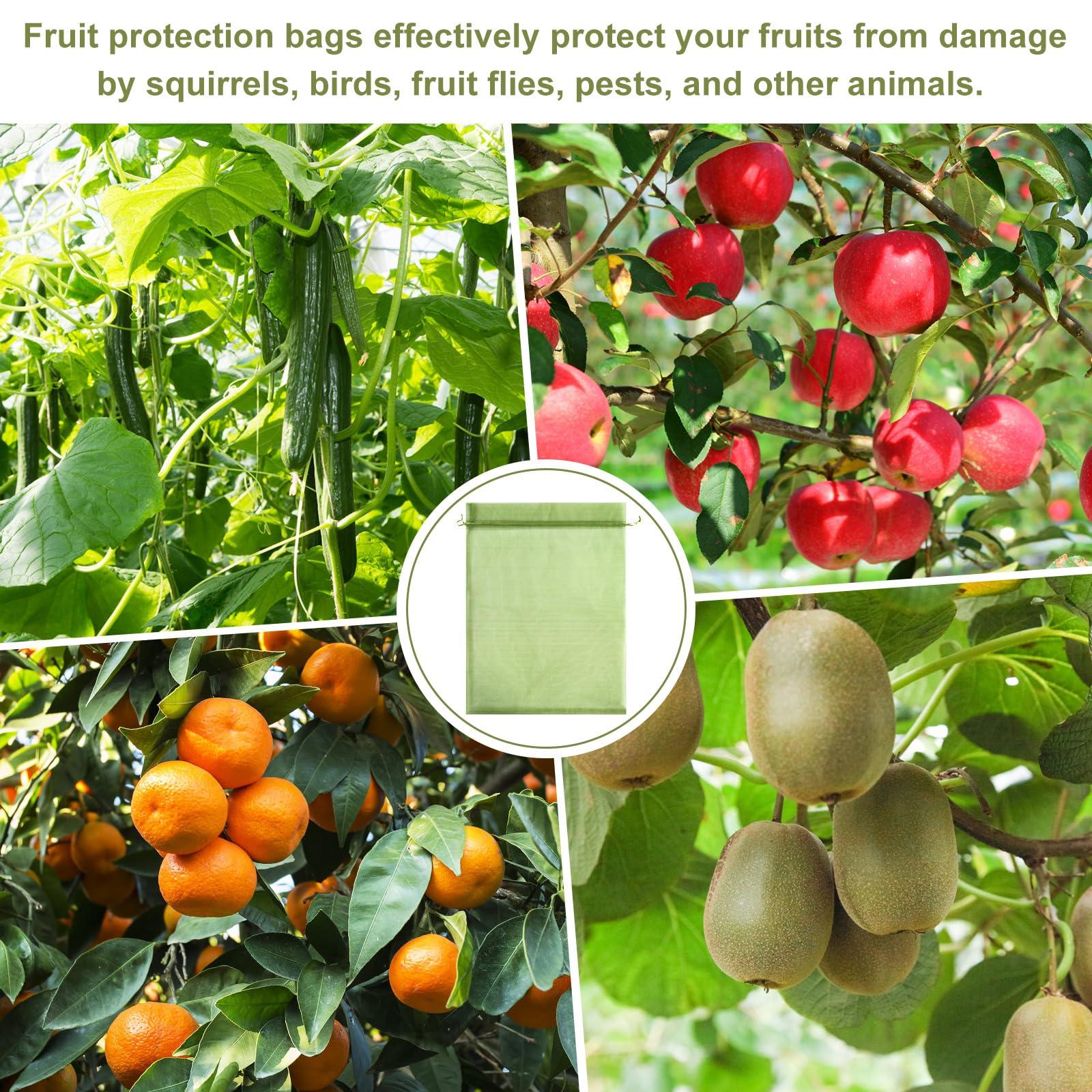 Unves 12x16 Inch Fruit Protection Bags, Garden Mesh Bags for Vegetables Garden Supplies Drawstring Mesh Fruit Netting Bags for Banana Grape Pepper 50 Pcs - Image 5