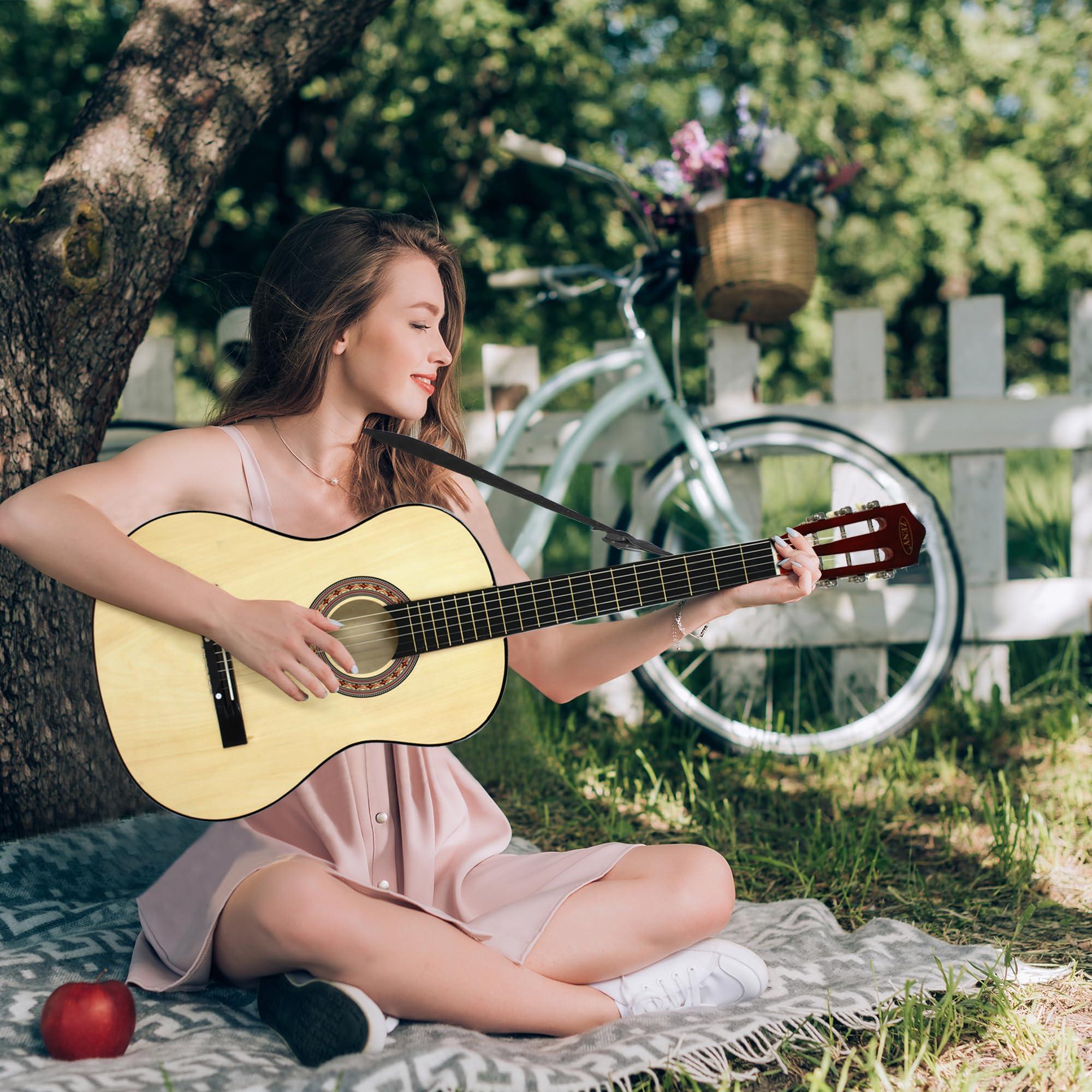 ZENY 38" New Beginners Acoustic Guitar With Guitar Case, Strap, Tuner and Pick (Natural) - Image 3