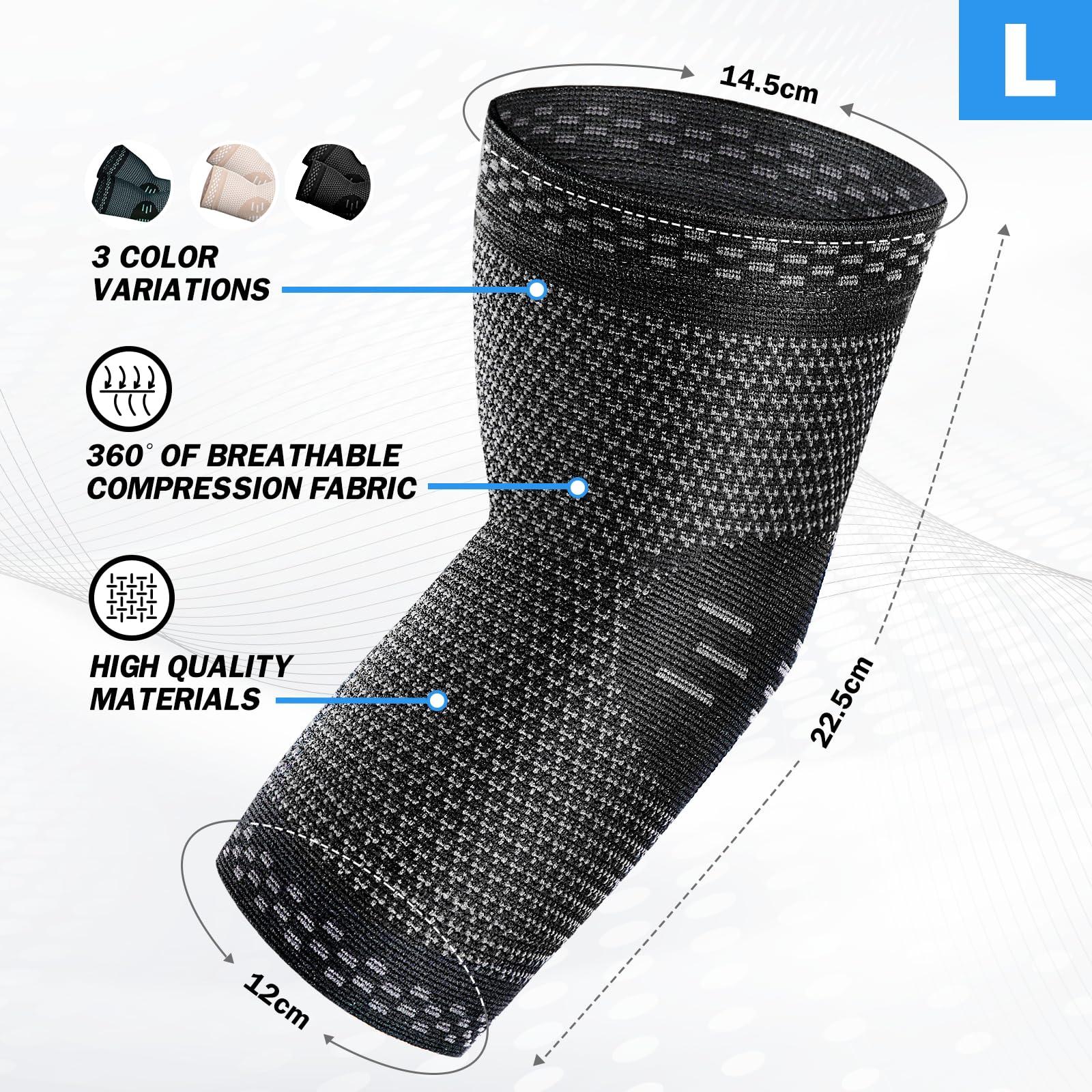 POWERLIX Elbow Orthopedic Brace Compression Support (Pair) - Elbow Sleeve for Tennis, Golfer’s, Bursitis, and Sprains, Arthritis, Tendonitis. Pain Relief(Black, L) - Image 7