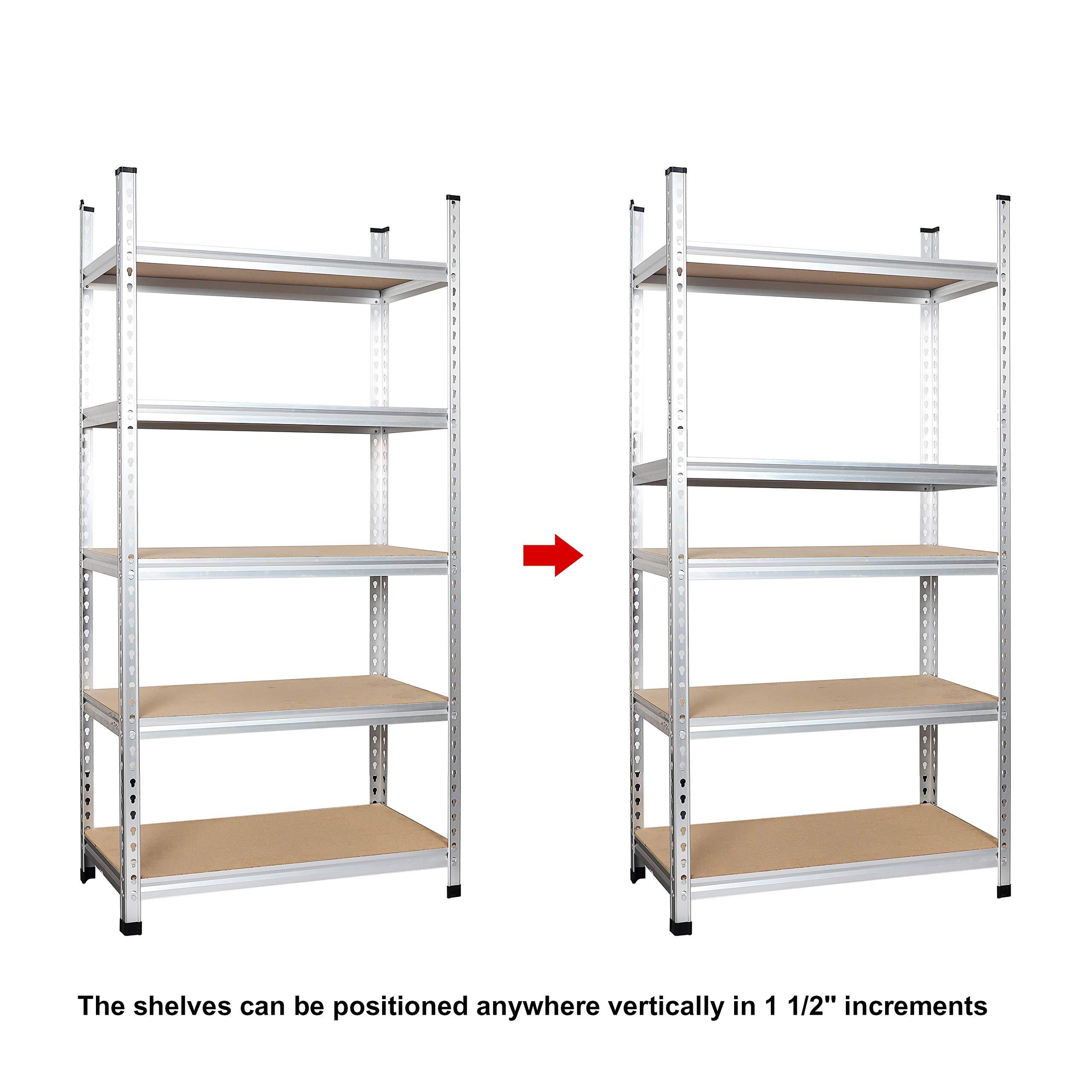 Amazon Basics 5-tier Medium Duty Storage Shelving Single Post Press Board Shelf - 48 x 18 x 72 Inches, Aluminum - Image 6