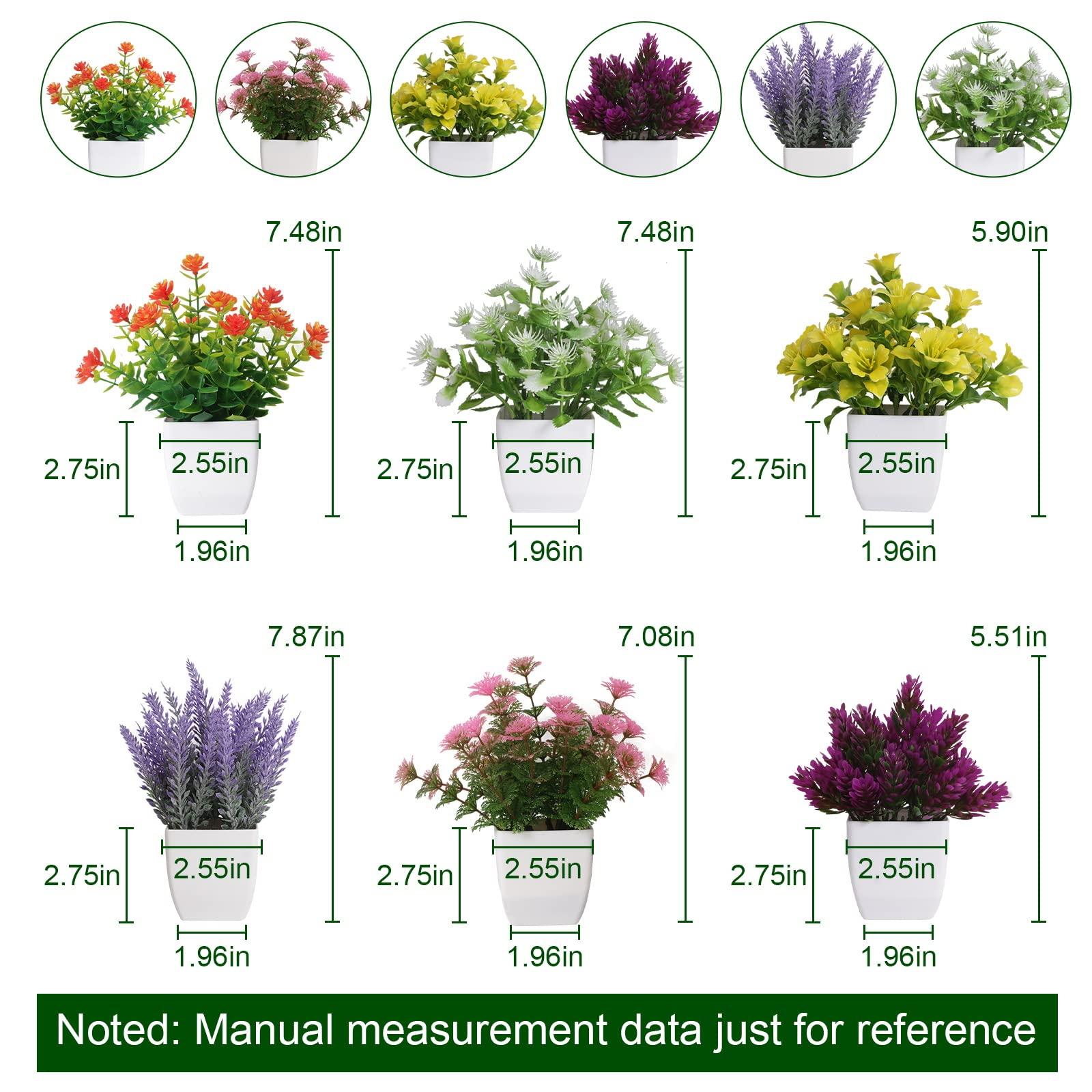 6pcs Artificial Pot Flowers Small Fake Plants with Pot Mini Potted Plants for House Office Tabletop Decoration - Image 3