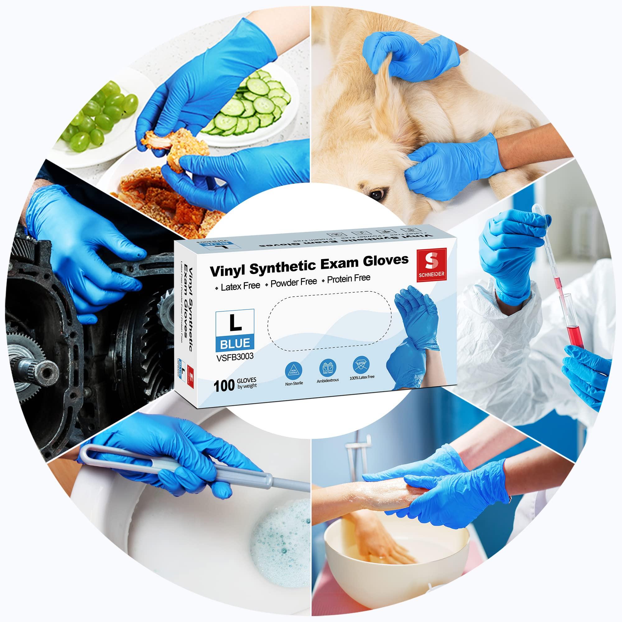 Schneider Vinyl Synthetic Exam Gloves, 4 Mil, Latex Free Disposable Gloves for Medical, Cooking, Cleaning, and Food Prep - Image 6