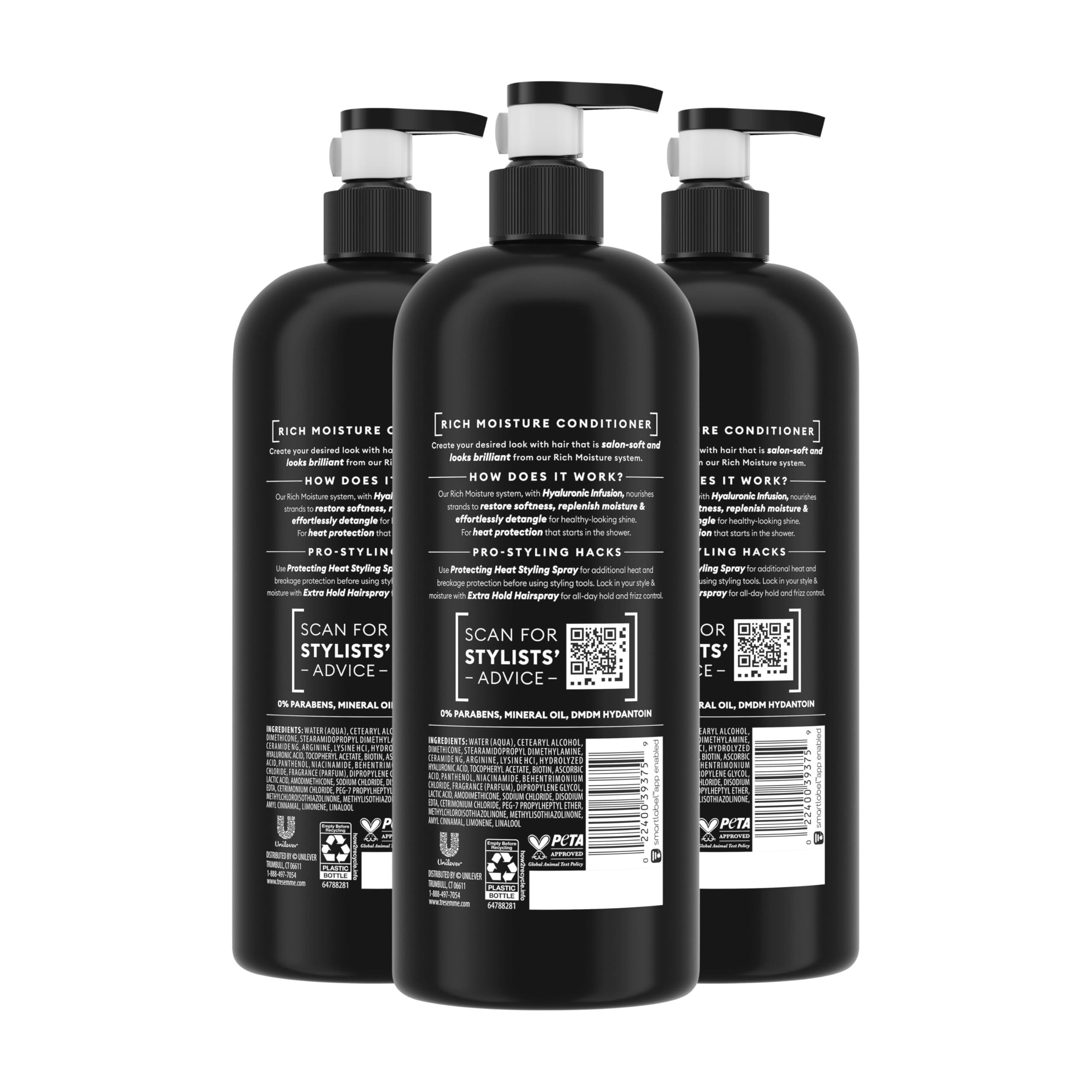 TRESemmé Moisture Rich Hydrating Conditioner 3 Count for Dry Hair Formulated With Pro Style Technology 28 Fl Oz - Image 2