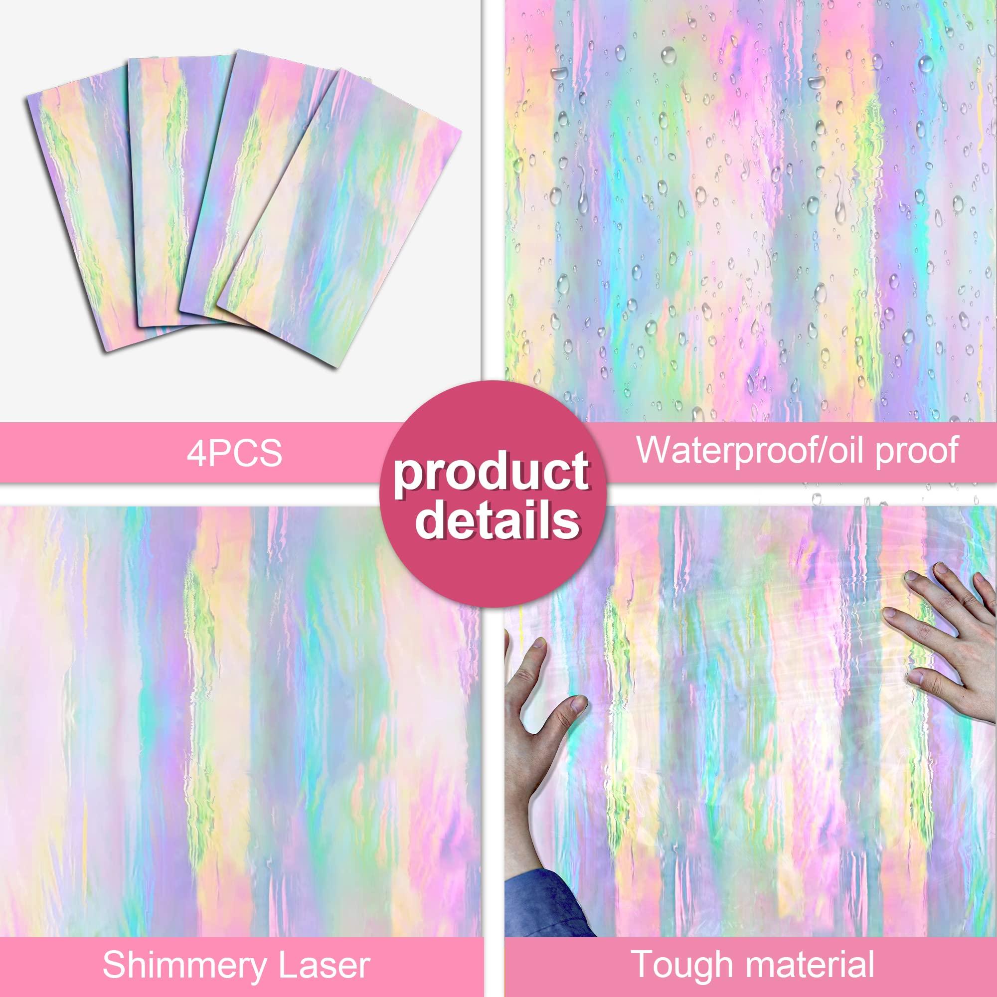 OHOME 4 Pack Iridescence Plastic Tablecloths Disposable Galentines Day Decorations Rectangle Table Covers Birthday Disco Bachelorette Bridal Wedding Rainbow Iridescent Party Decorations 54" x 108" - Image 5