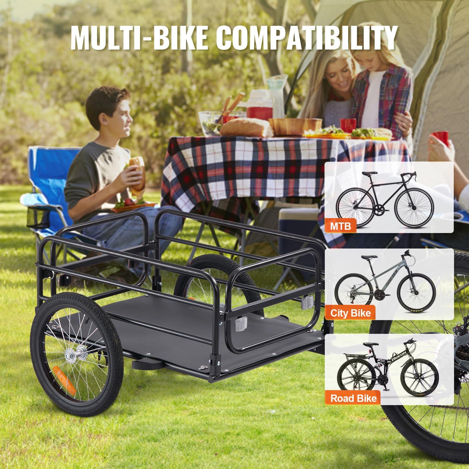 VEVOR Bike Cargo Trailer, 88/100/160 lbs Load Capacity, Heavy-Duty Bicycle Wagon Cart, Foldable Compact Storage with Universal Hitch - Image 6