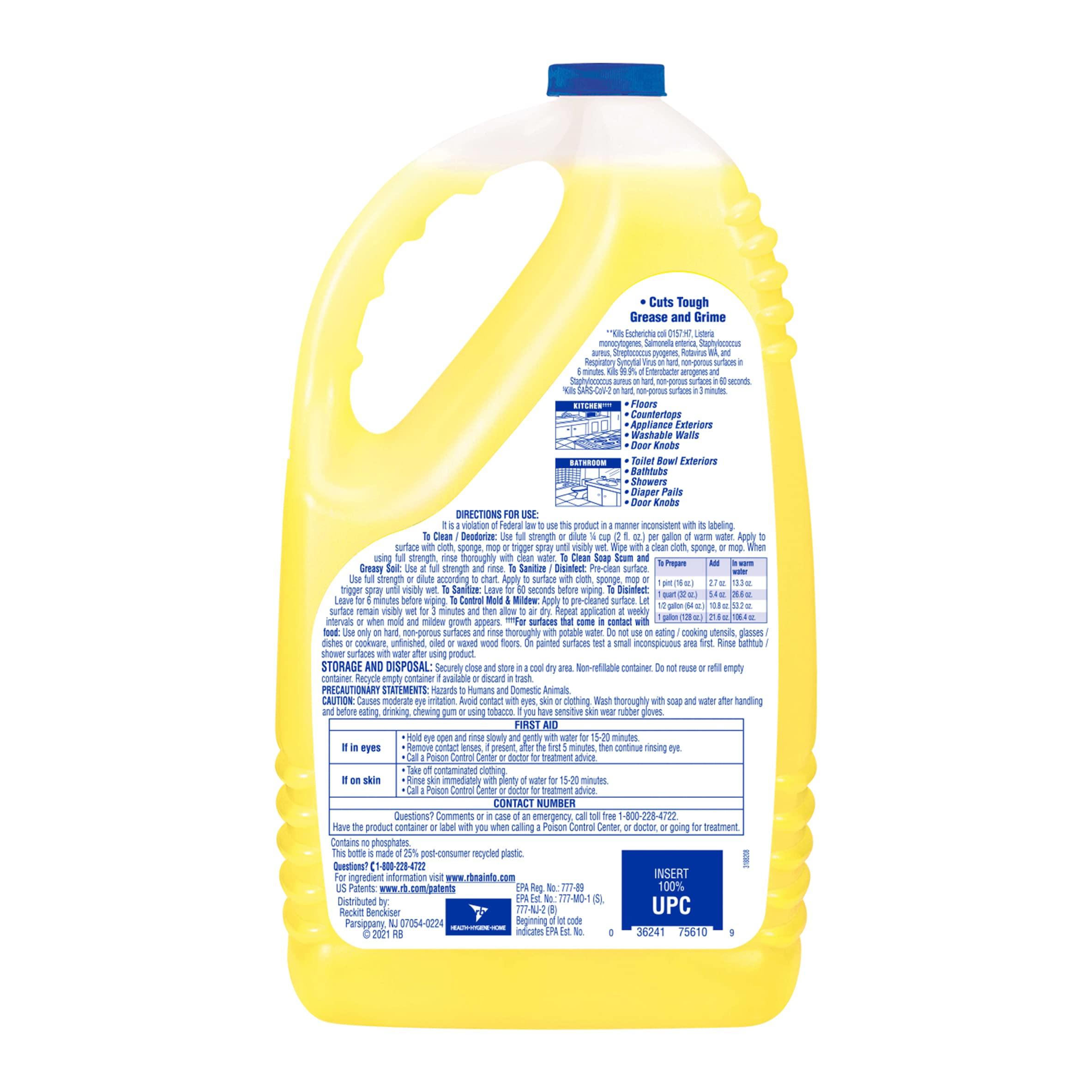 Lysol Multi-Surface Cleaner, Sanitizing and Disinfecting Pour, to Clean and Deodorize, Sparkling Lemon and Sunflower Essence, 144 Fl Oz - Image 2