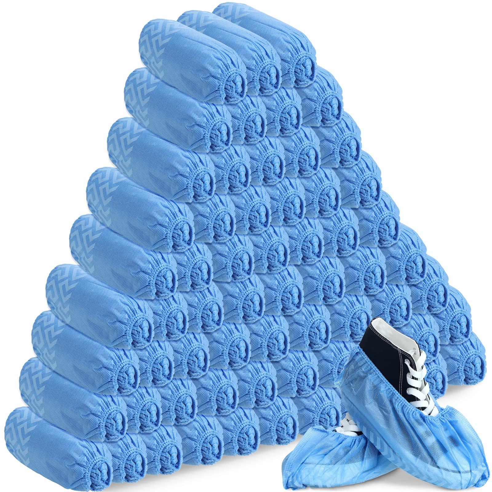 Jeere 600 Packs Disposable Boot Shoe Covers Non Slip Thick Extra Booties for Shoes Covers Durable for Men Women (Blue)