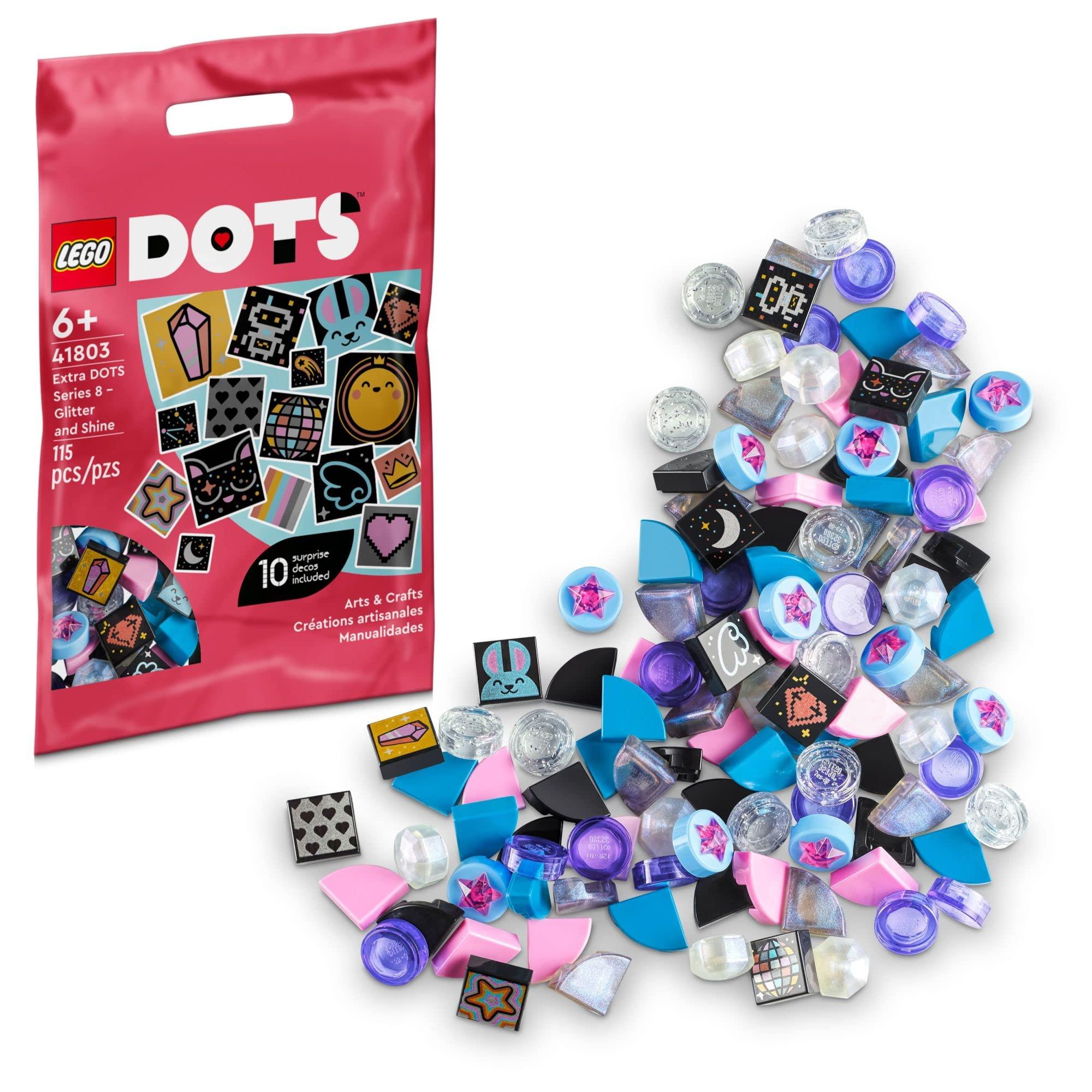 LEGO DOTS Extra DOTS Series 8 – Glitter and Shine 41803, Tiles Set for Bracelets, Message Boards, Room Décor, Bag Tags, Kids Arts and Crafts Kit - Image 1