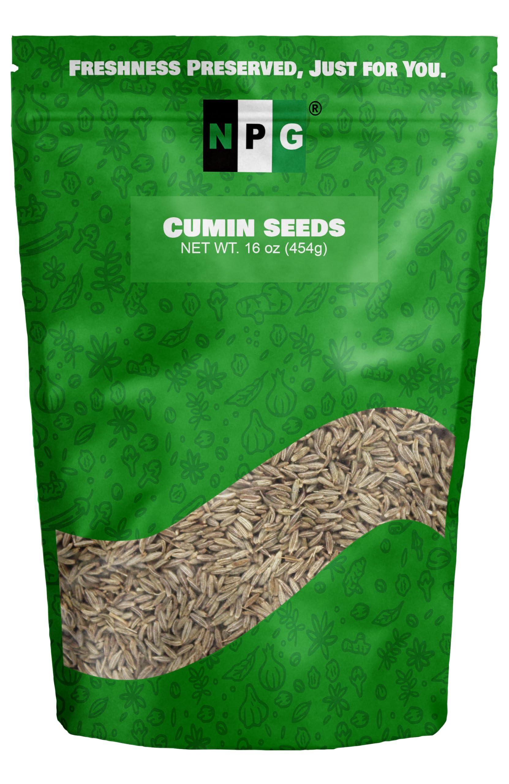 NPG Whole Cumin Seeds 16 Ounces, Raw All Natural Gluten Free Non-GMO, Whole Cumin Seed Bulk for Mediterranean and Southwest Asia Dishes