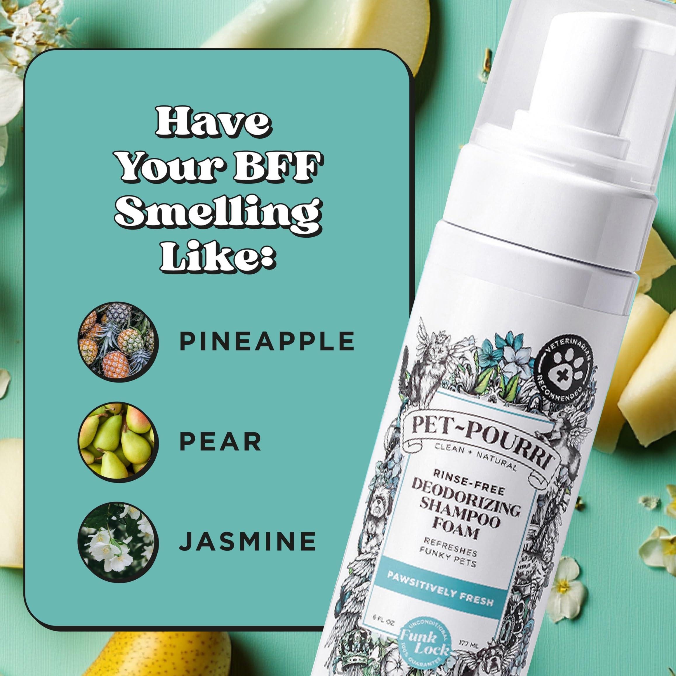 Poo-Pourri Rinse-Free Deodorizing Dry Shampoo for Dogs & Cats – Moisturizing Skin & Coat Soothing Formula - Plant Based Ingredients – Pineapple, Jasmine & Pear – No Rinse Foam Shampoo for Pet Odor - Image 9