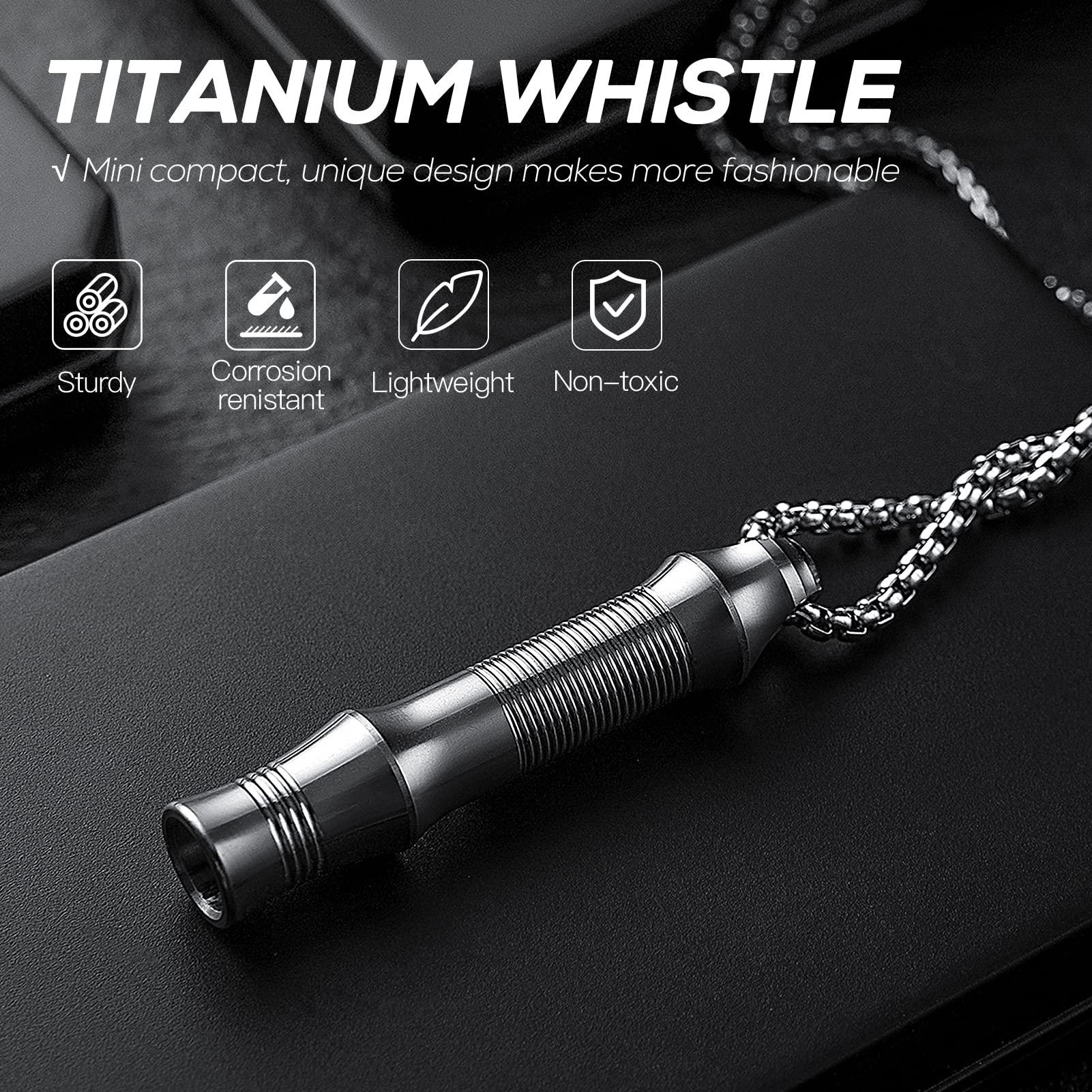 TISUR Titanium Emergency Whistle,EDC Safety Whistles Necklace Loud up to 120db,Survival Whistles for Survival,Hiking,Camping,Pets Training - Image 4
