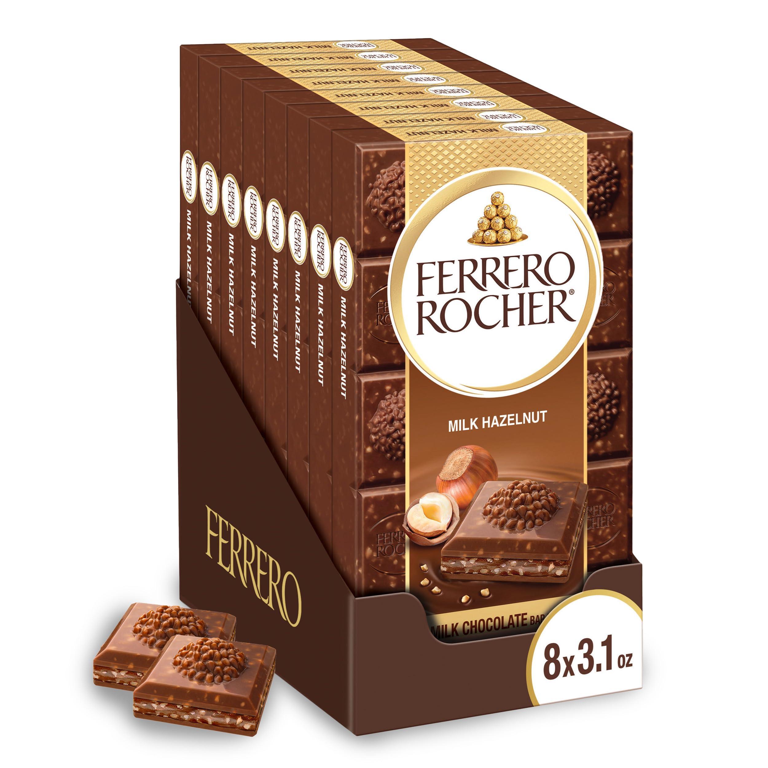 Ferrero Rocher Premium Chocolate Bars, 8 Pack, Chocolate Hazelnut 3.1 oz Each