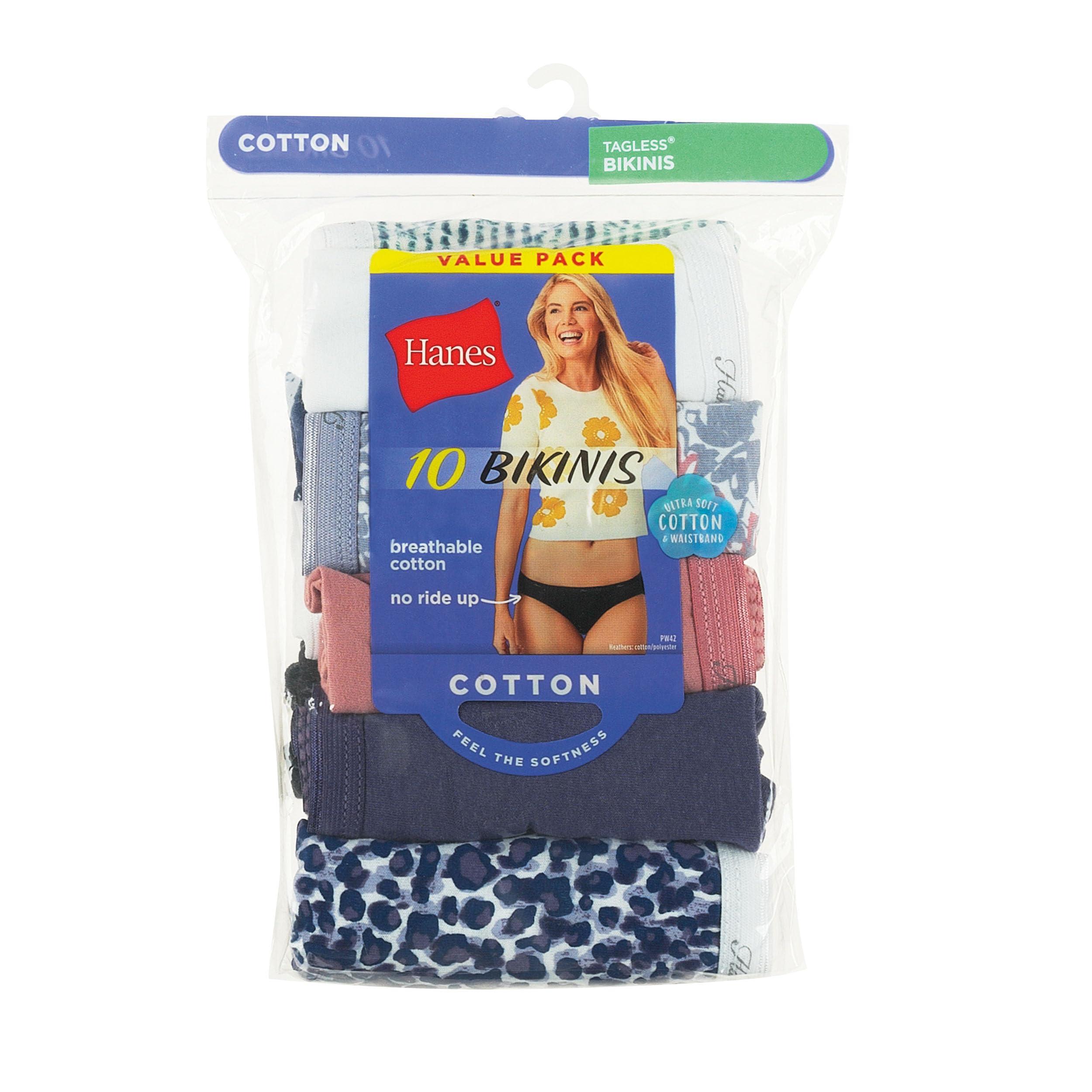 Hanes Women's Bikini Underwear Pack, Classic Cotton Bikini Panties, 10-Pack (Colors May Vary) - Image 6