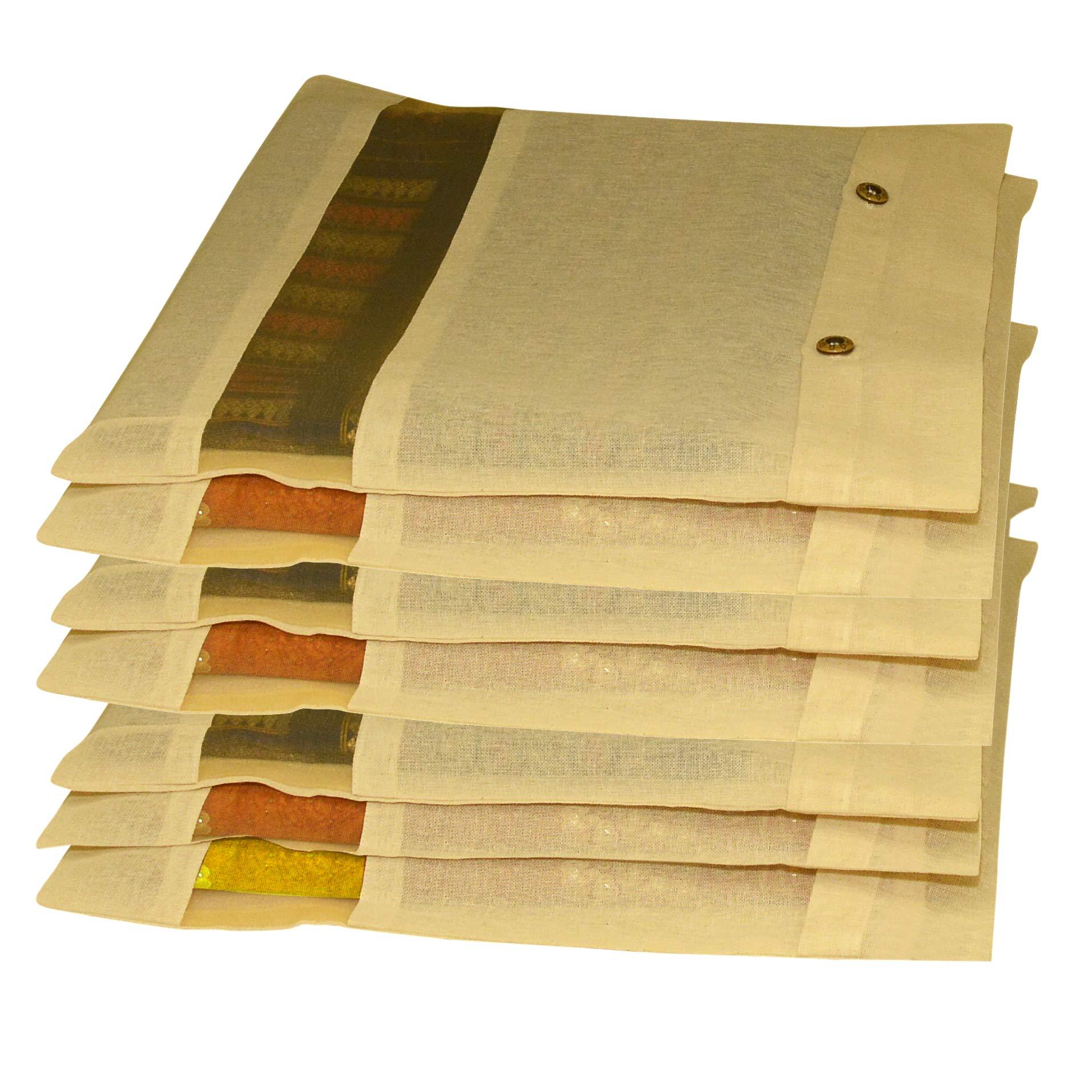 Garment Closet Off-White Bags: Premium Cotton Saree Covers with Net Window - Image 3